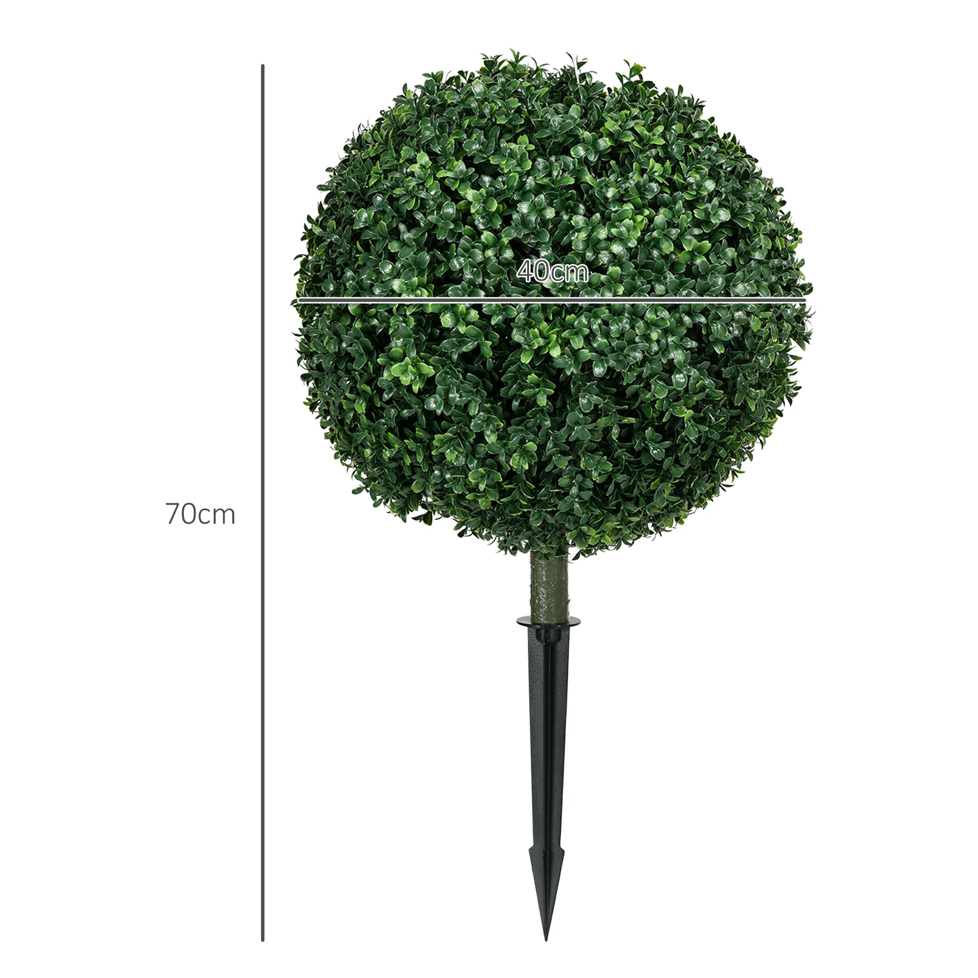 HOMCOM Set Of 2 Artificial Boxwood Topiary Trees With Ground Stake - Image 3