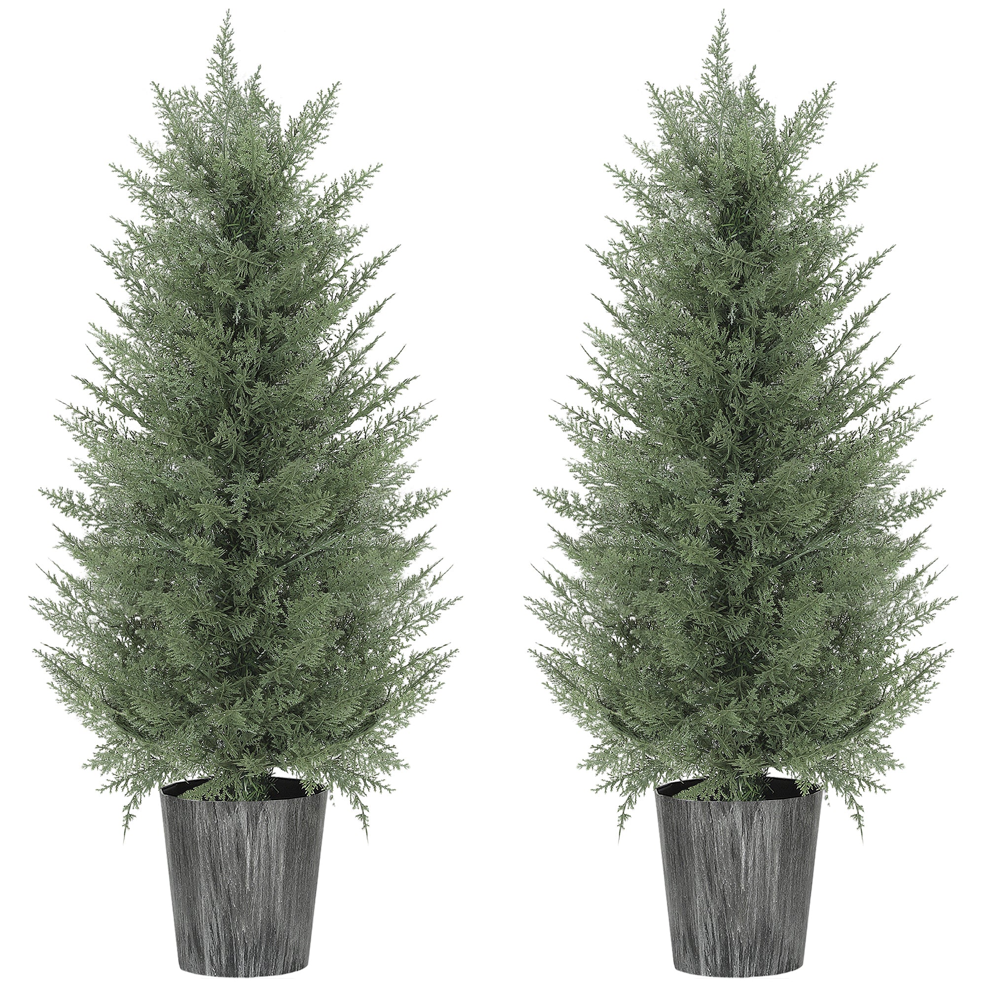 HOMCOM Set Of 2 Artificial Cypress Trees With PE Leaves For Indoor Outdoor