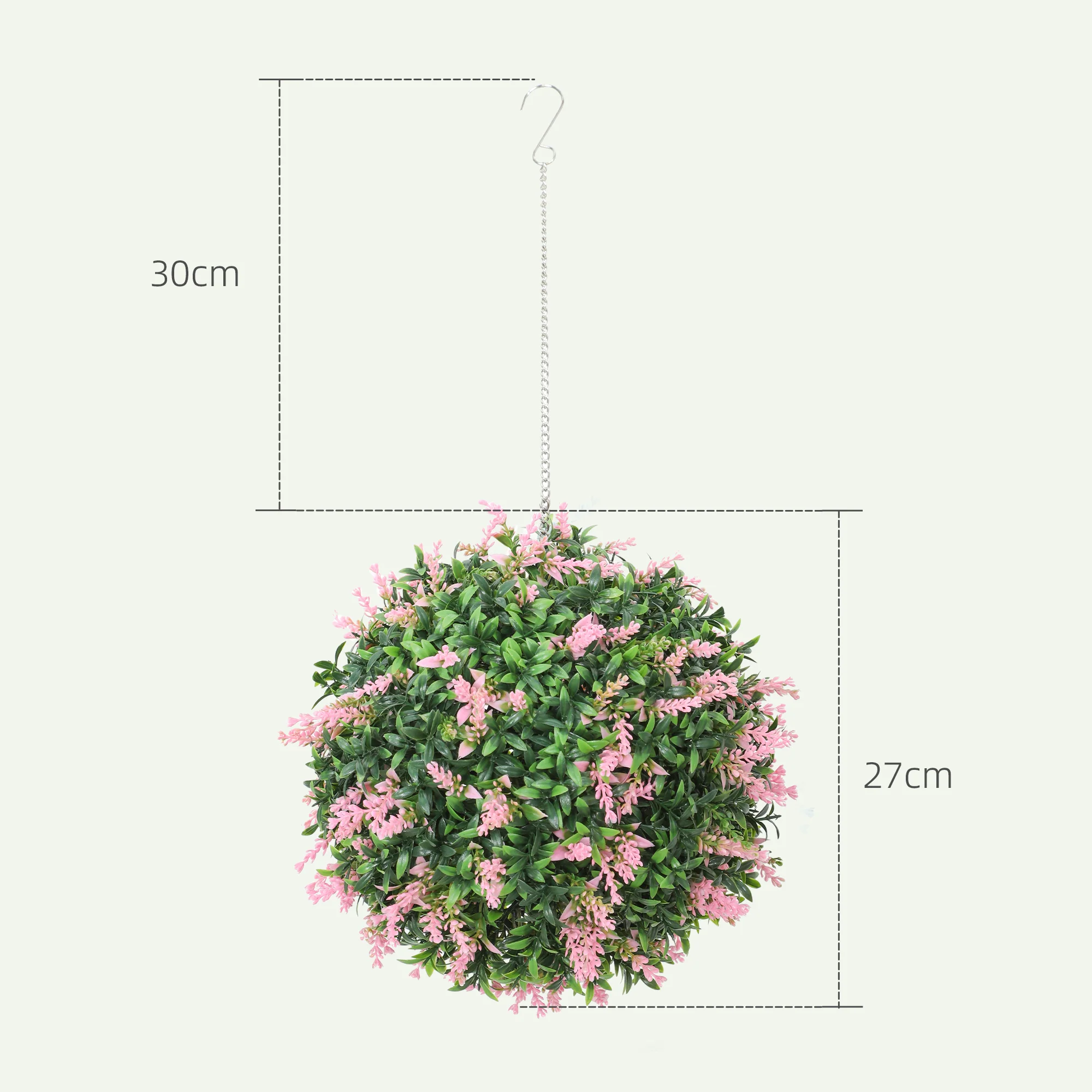 HOMCOM Set Of 2 Artificial Plant Topiary Balls, Faux Plants, Pink - Image 5