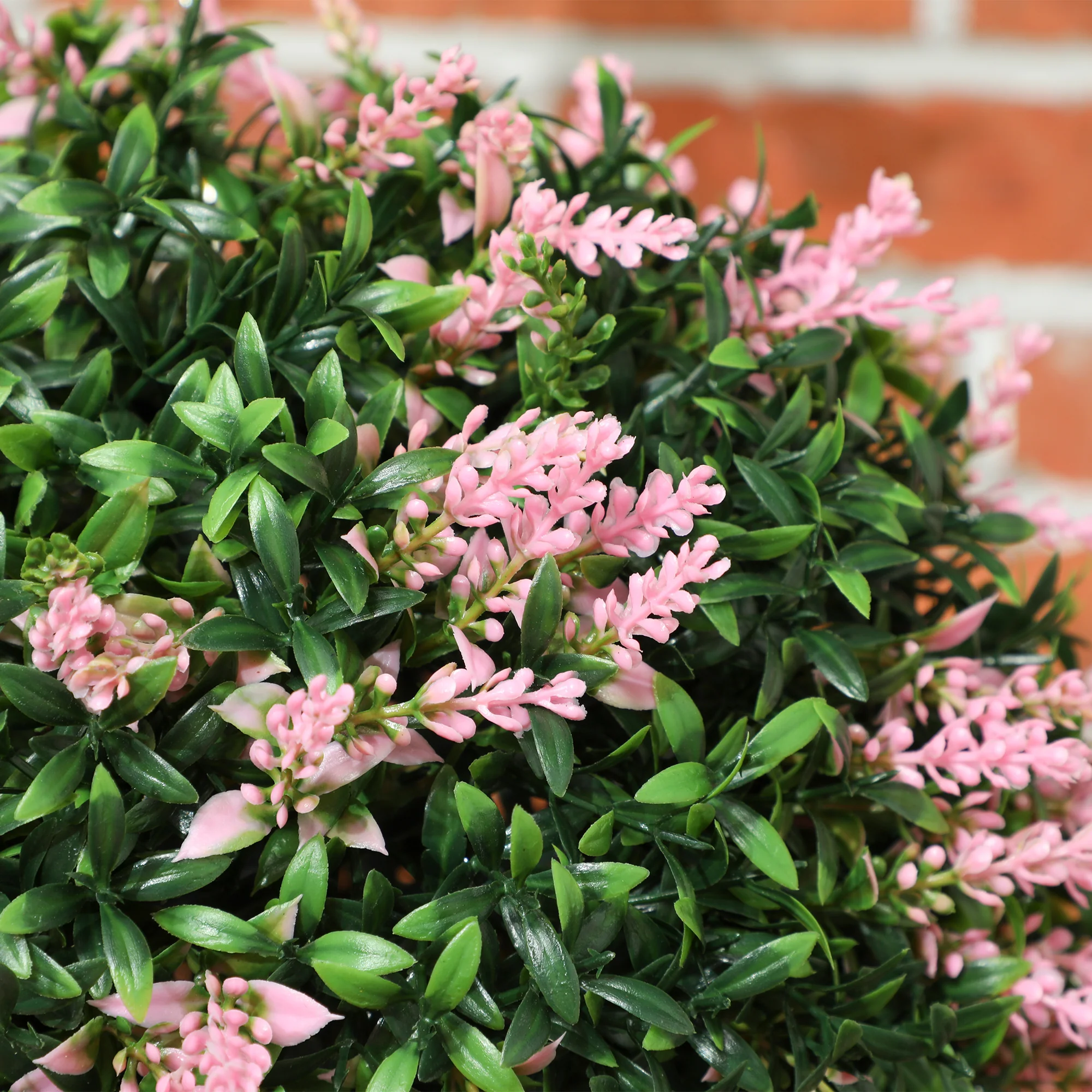 HOMCOM Set Of 2 Artificial Plant Topiary Balls, Faux Plants, Pink - Image 9