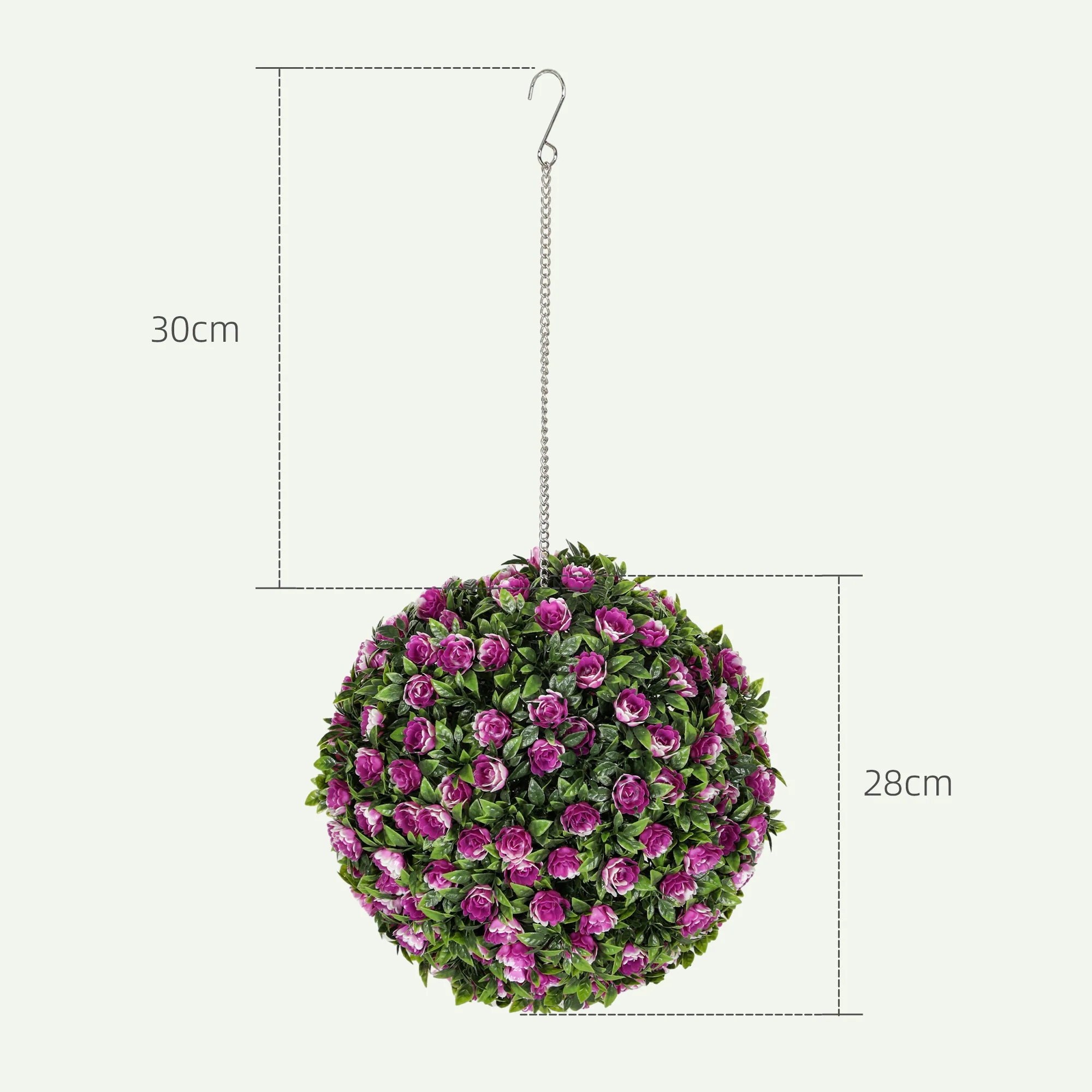 HOMCOM Set Of 2 Artificial Plant Topiary Rose Balls, Faux Plants - Image 14