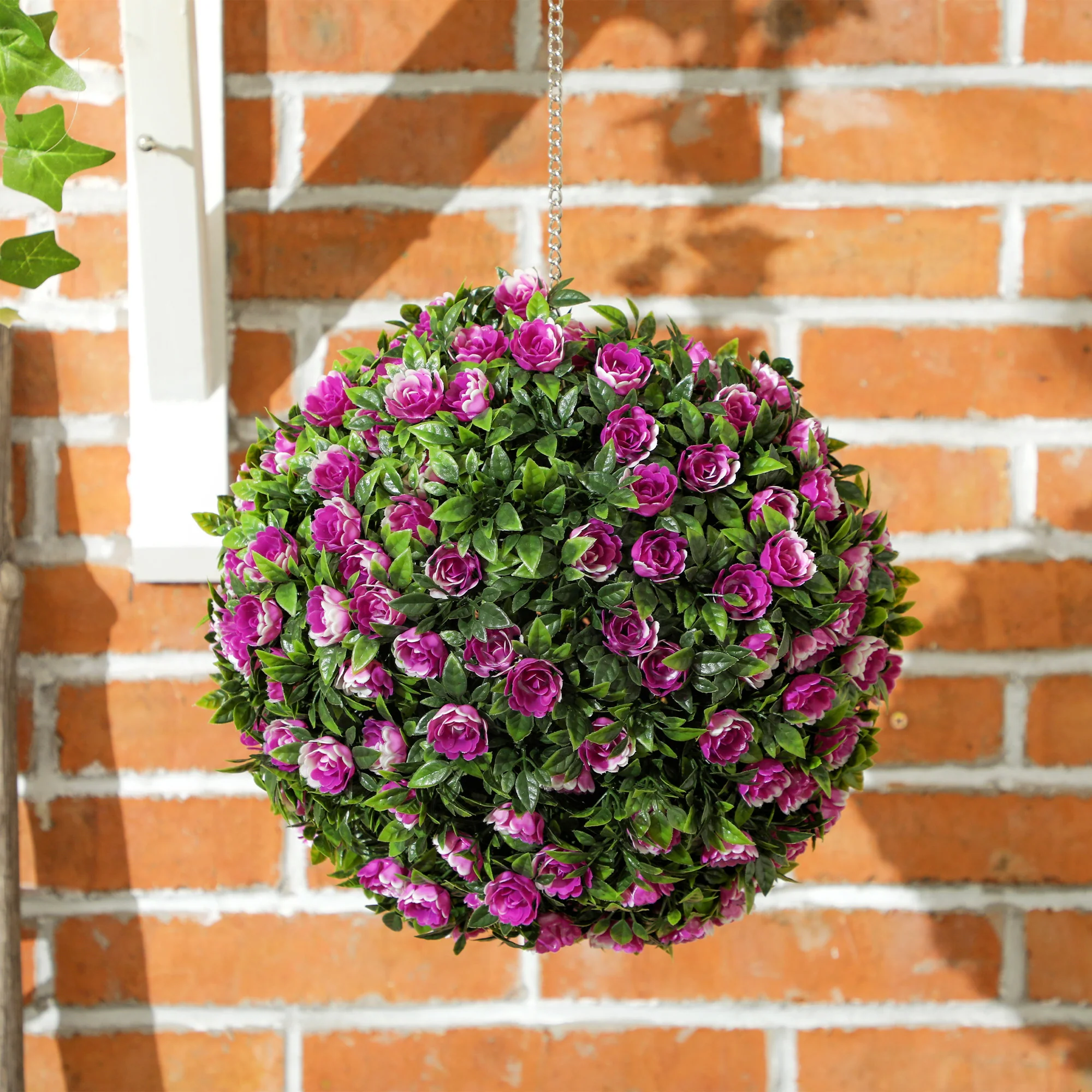 HOMCOM Set Of 2 Artificial Plant Topiary Rose Balls, Faux Plants - Image 17