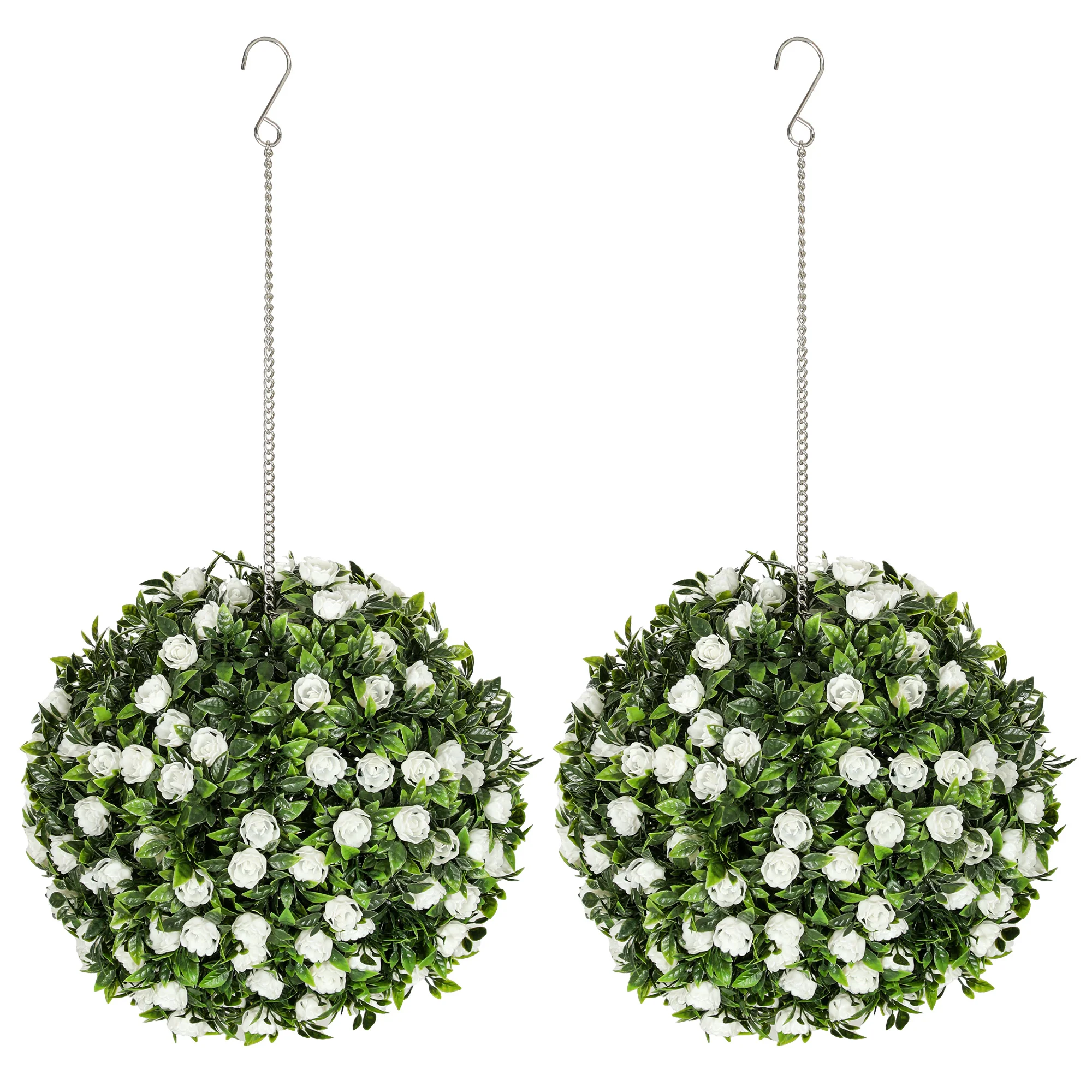 HOMCOM Set Of 2 Artificial Plant Topiary Rose Balls, Faux Plants - Image 19