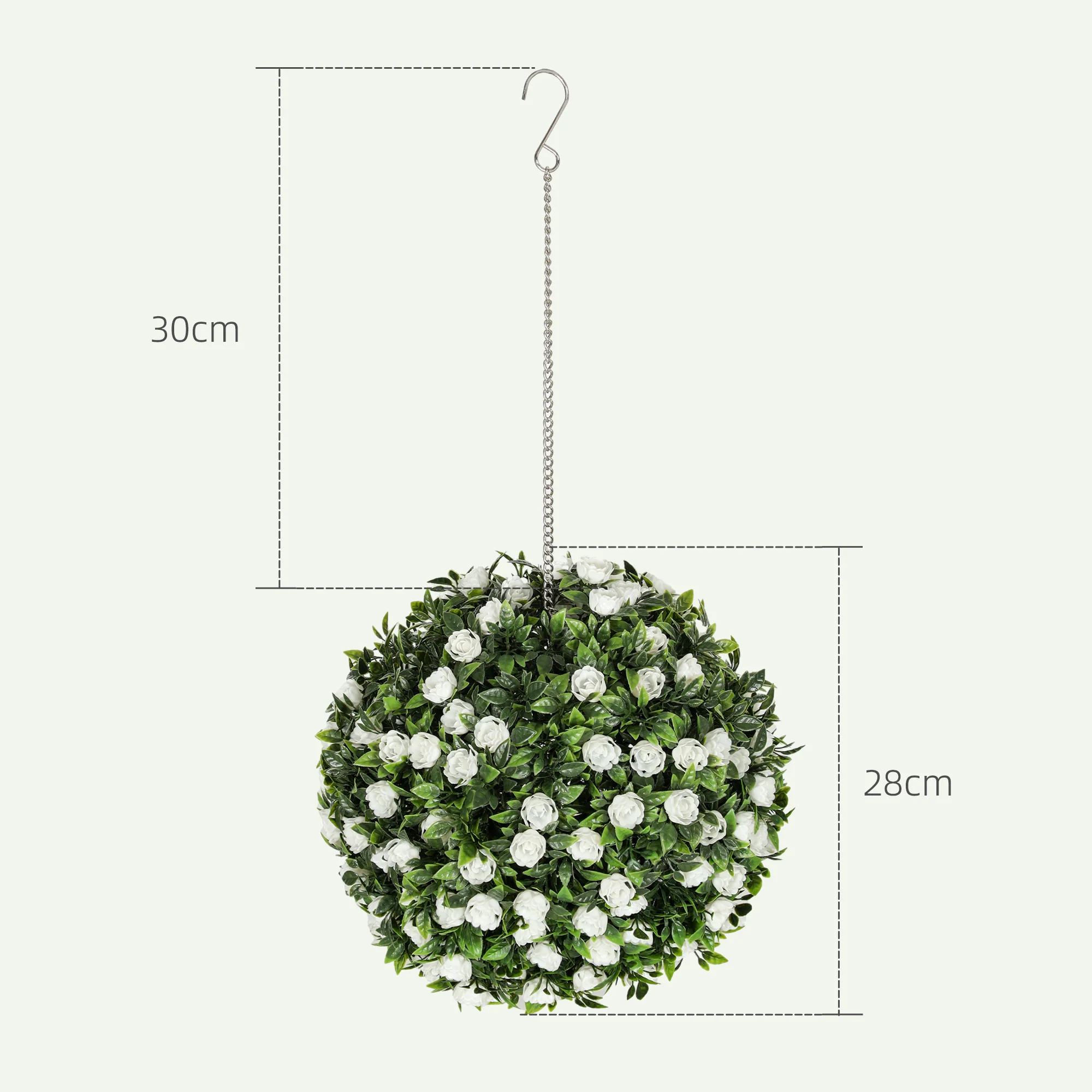 HOMCOM Set Of 2 Artificial Plant Topiary Rose Balls, Faux Plants - Image 23