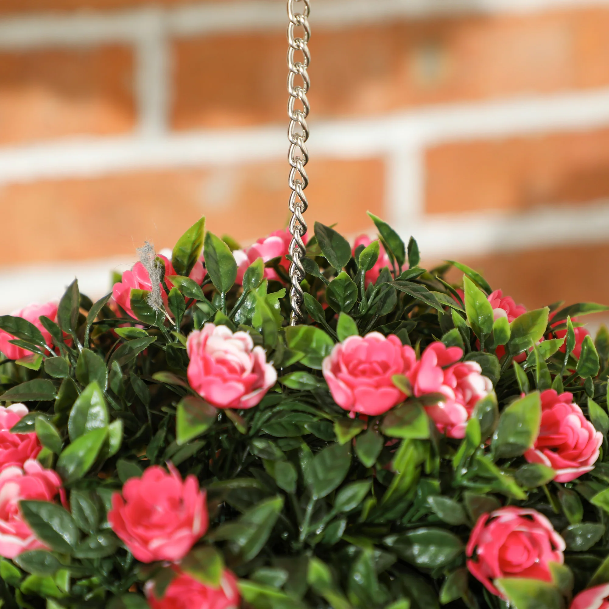 HOMCOM Set Of 2 Artificial Plant Topiary Rose Balls, Faux Plants - Image 9