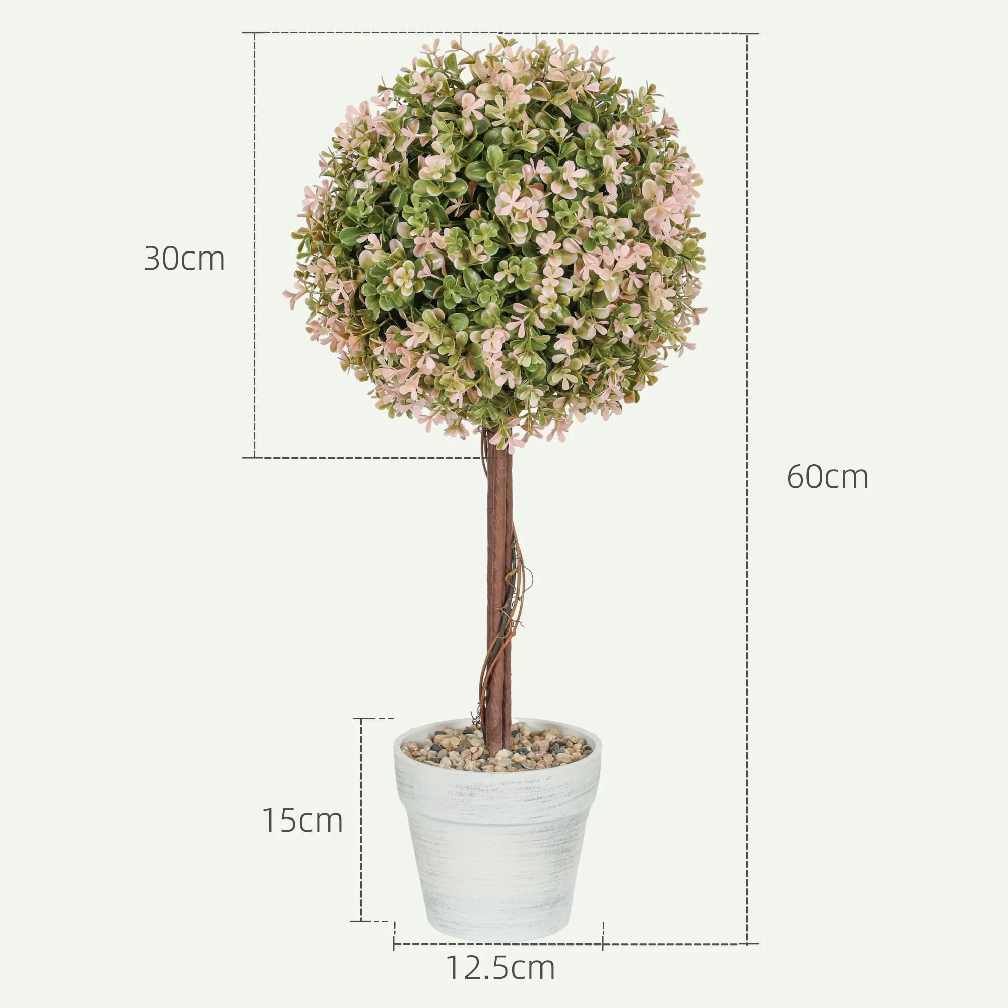 HOMCOM Set Of 2 Decorative Artificial Plants, Cream White - Image 5