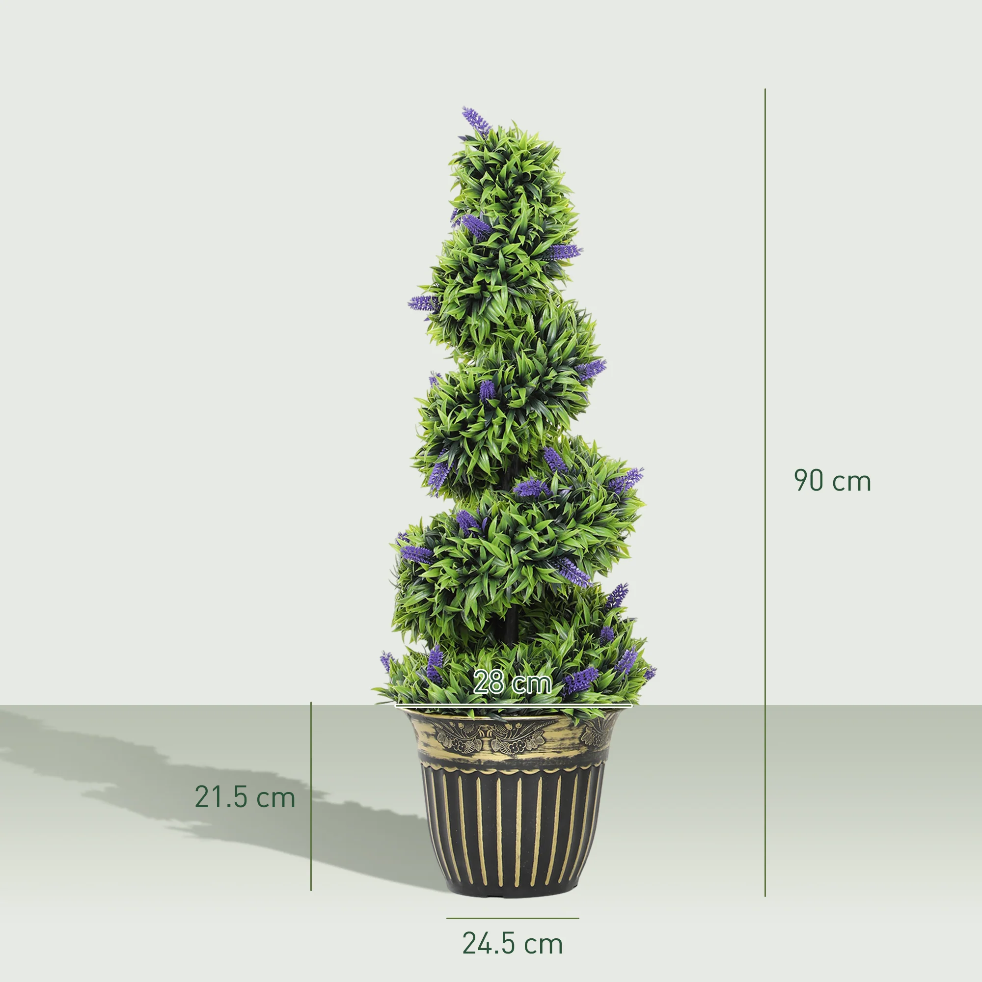 HOMCOM Set Of 2 Decorative Artificial Plants With Lavender And Pot, 90cm - Image 5