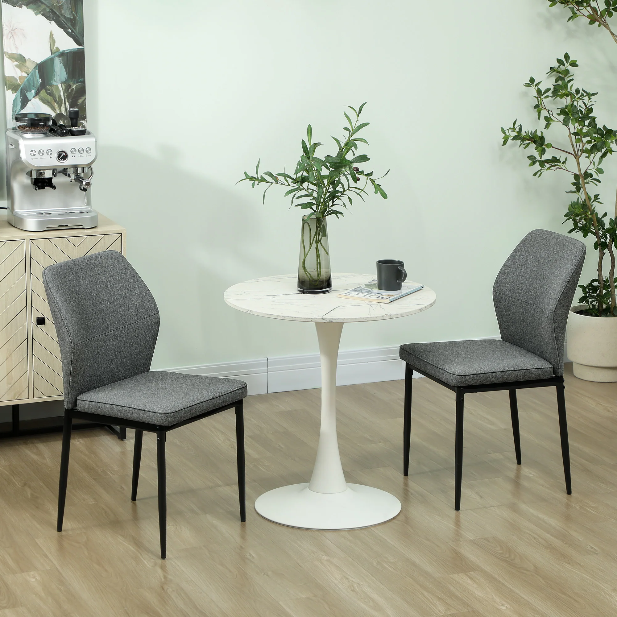 HOMCOM Set of 2 Dining Chairs with Curved Back Padded Seat for Kitchen - Image 11