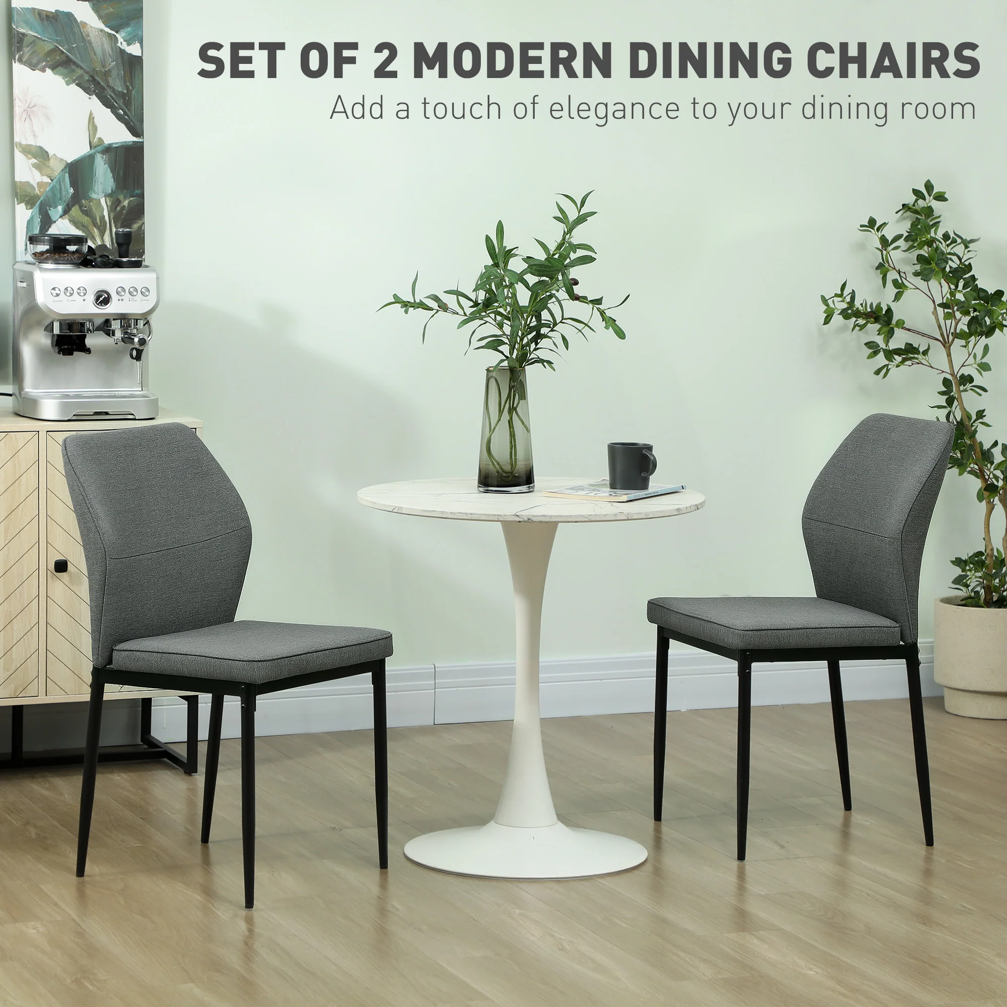 HOMCOM Set of 2 Dining Chairs with Curved Back Padded Seat for Kitchen - Image 12