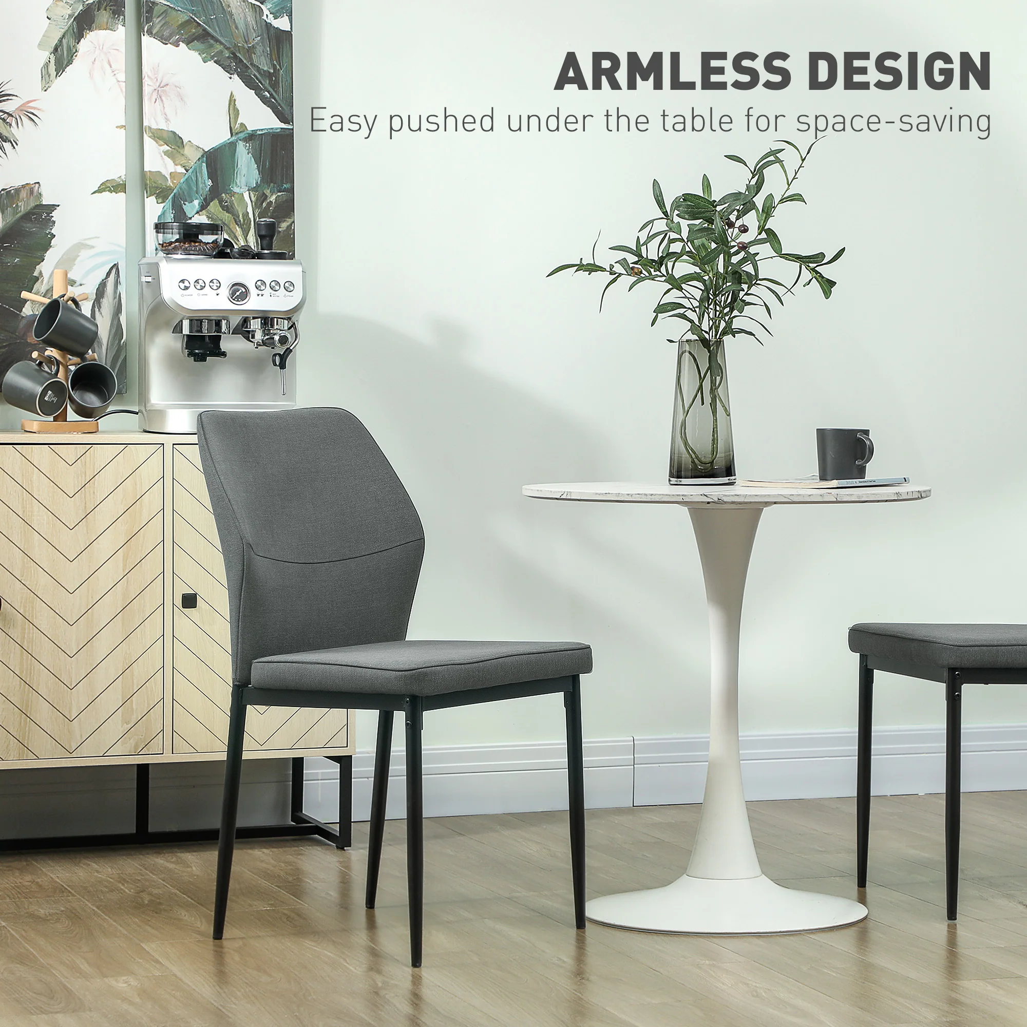 HOMCOM Set of 2 Dining Chairs with Curved Back Padded Seat for Kitchen - Image 16