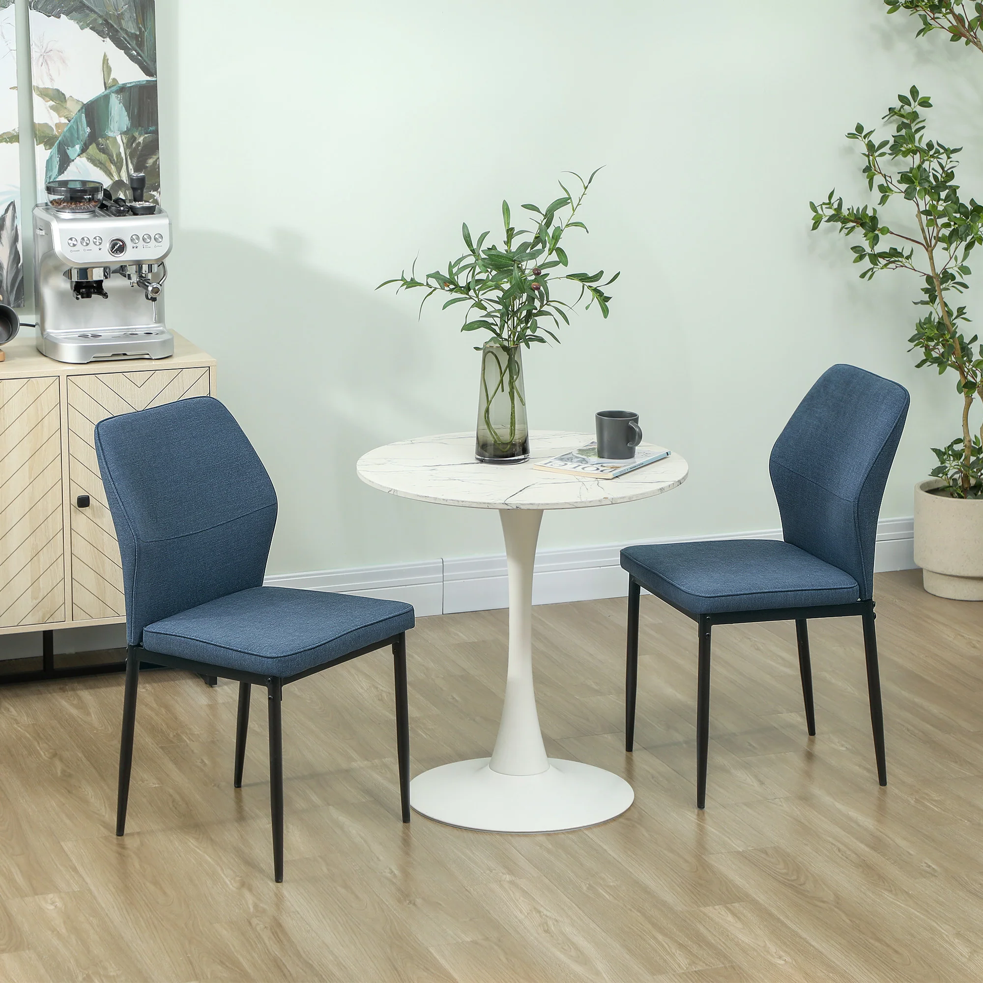 HOMCOM Set of 2 Dining Chairs with Curved Back Padded Seat for Kitchen - Image 2