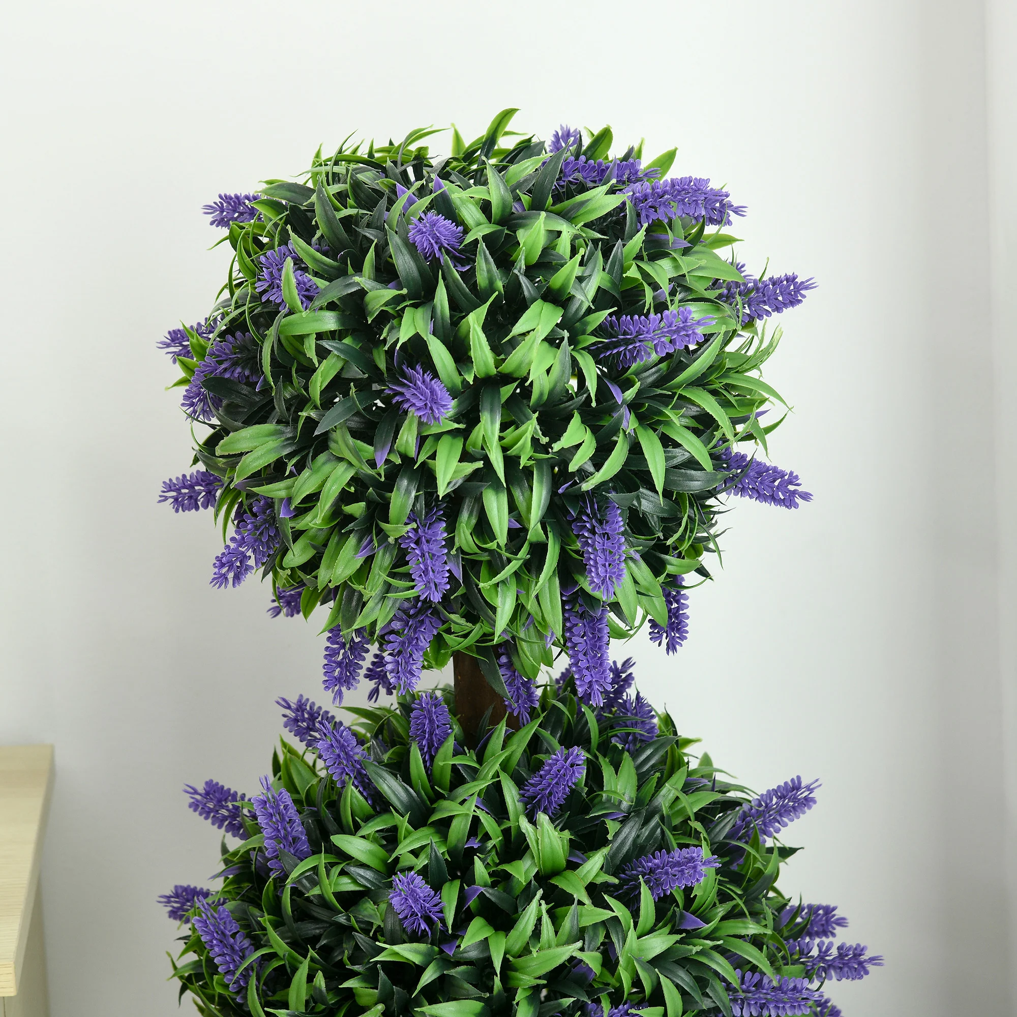 HOMCOM Set Of 2 Potted Artificial Plants Ball Tree With Lavender Flowers, 110cm - Image 7