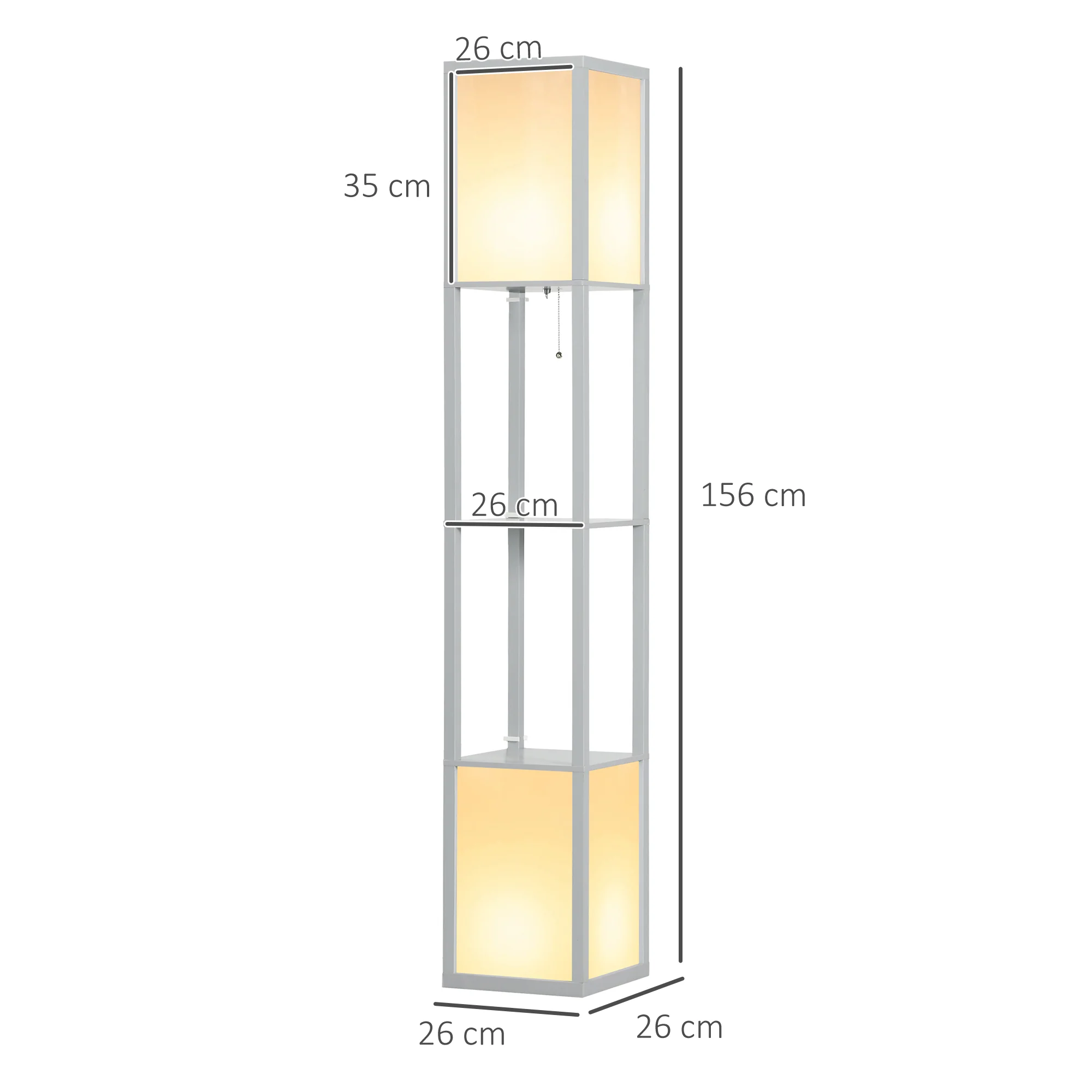 HOMCOM Shelf Floor Lamp with Dual Light, for Living Room, Bedroom, Black - Image 5