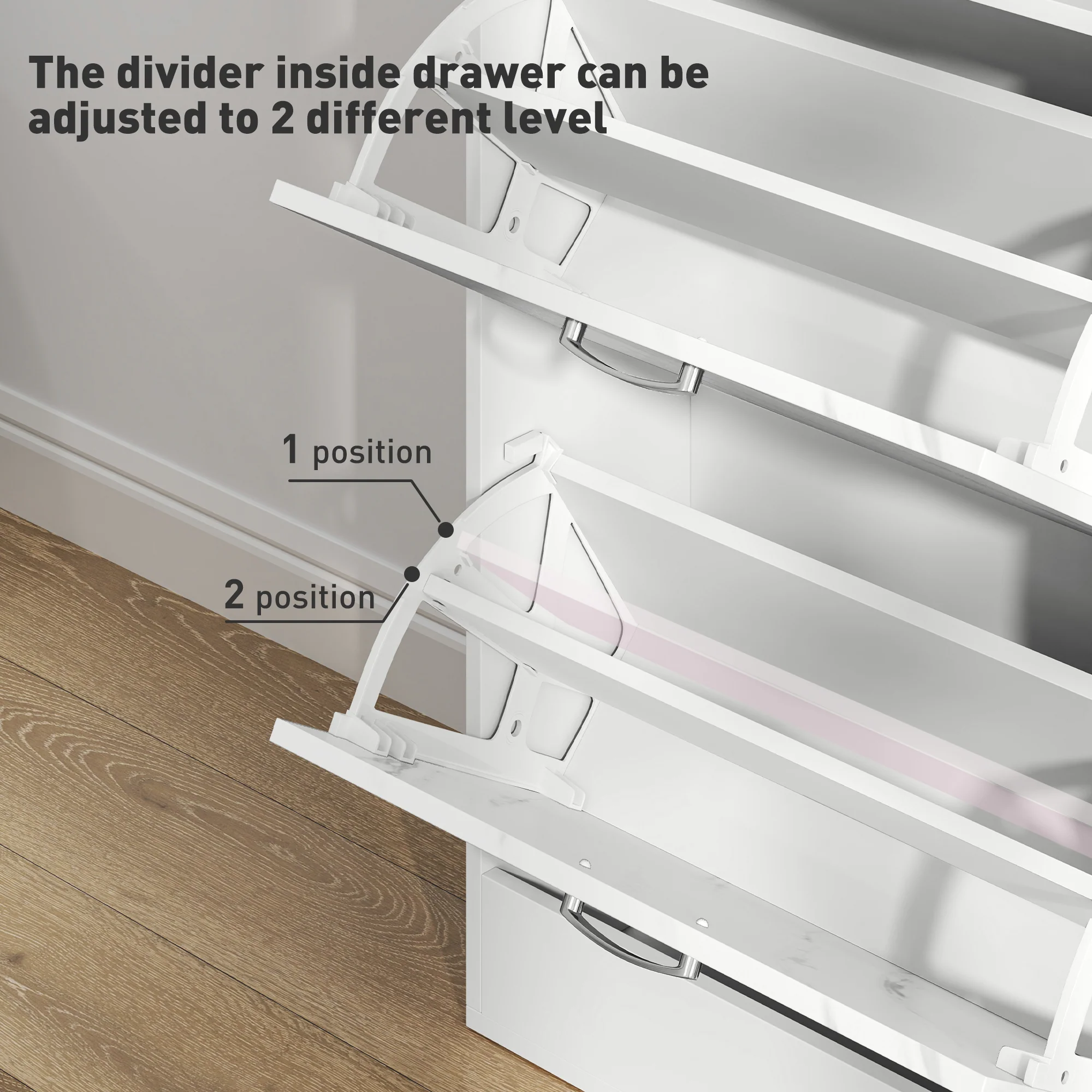 HOMCOM Shoe Cabinet w/ 4 Drawers Shoe Storage Organiser for 18 Pairs Black - Image 4