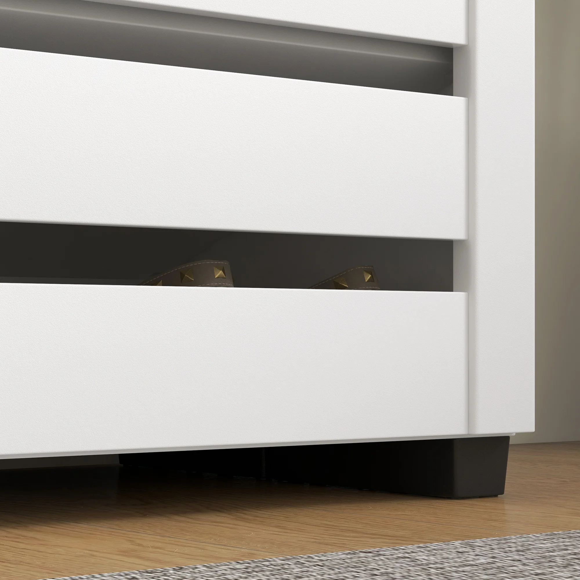 HOMCOM Shoe Storage Cabinet with Slatted Doors for 15 Pairs of Shoes White - Image 9