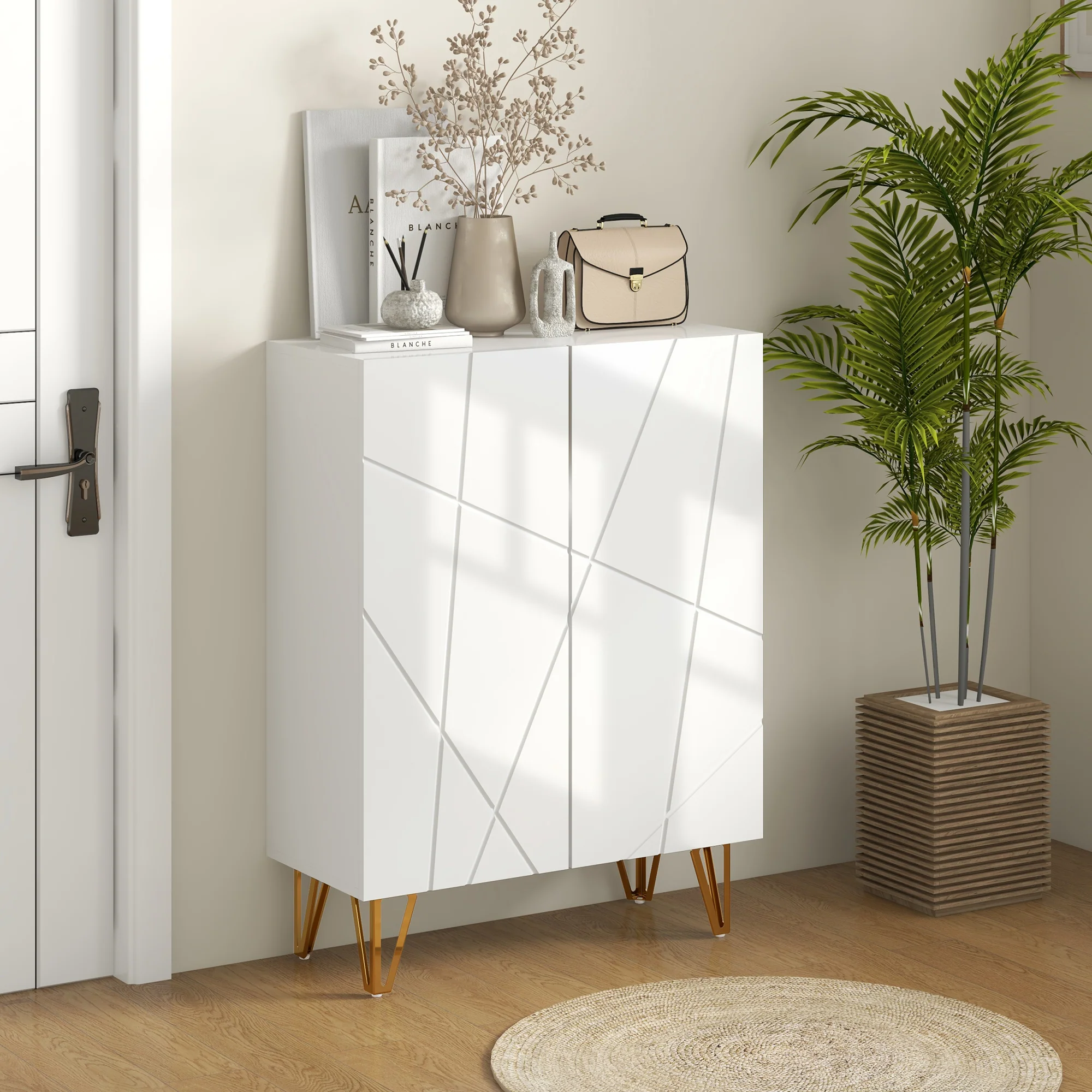 HOMCOM Shoe Storage Cabinet With Soft-Close Hinges And Adjust Shelves - Image 11