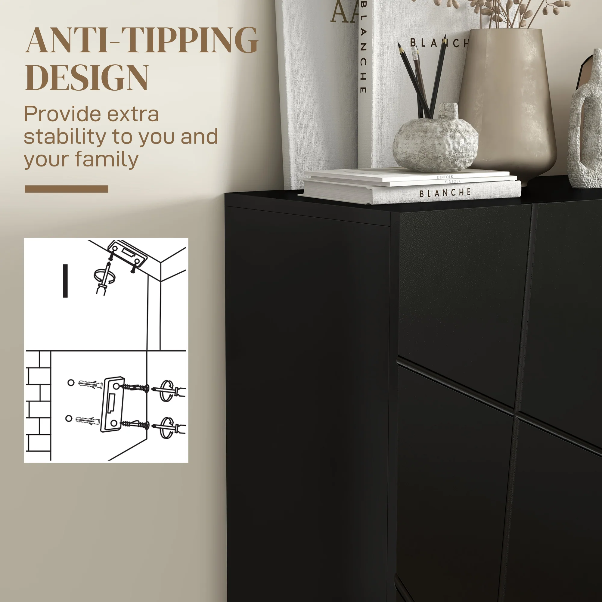 HOMCOM Shoe Storage Cabinet With Soft-Close Hinges And Adjust Shelves - Image 8