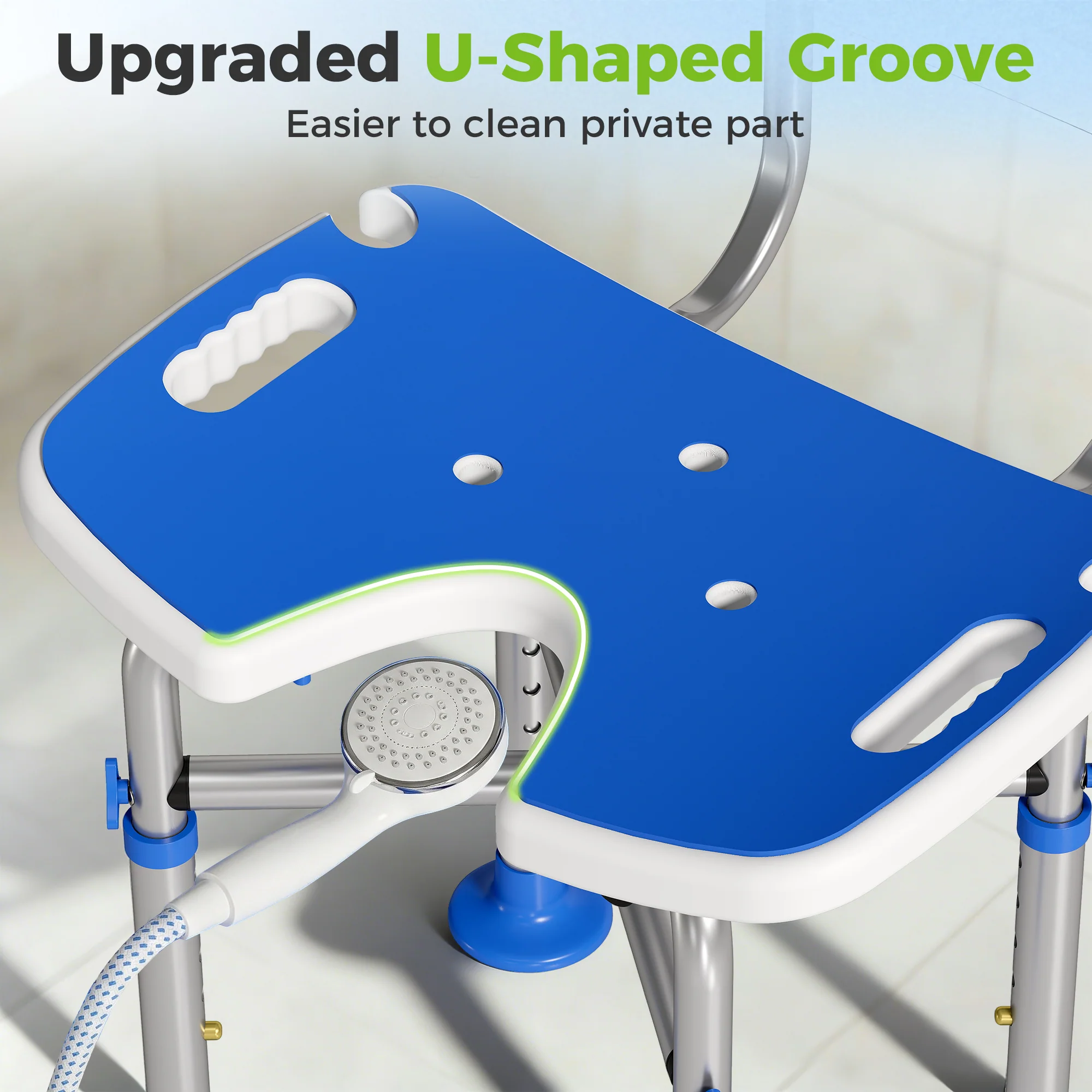 HOMCOM Shower Chair with U-Shaped Cutout, Height Adjustable Shower Chair - Image 4