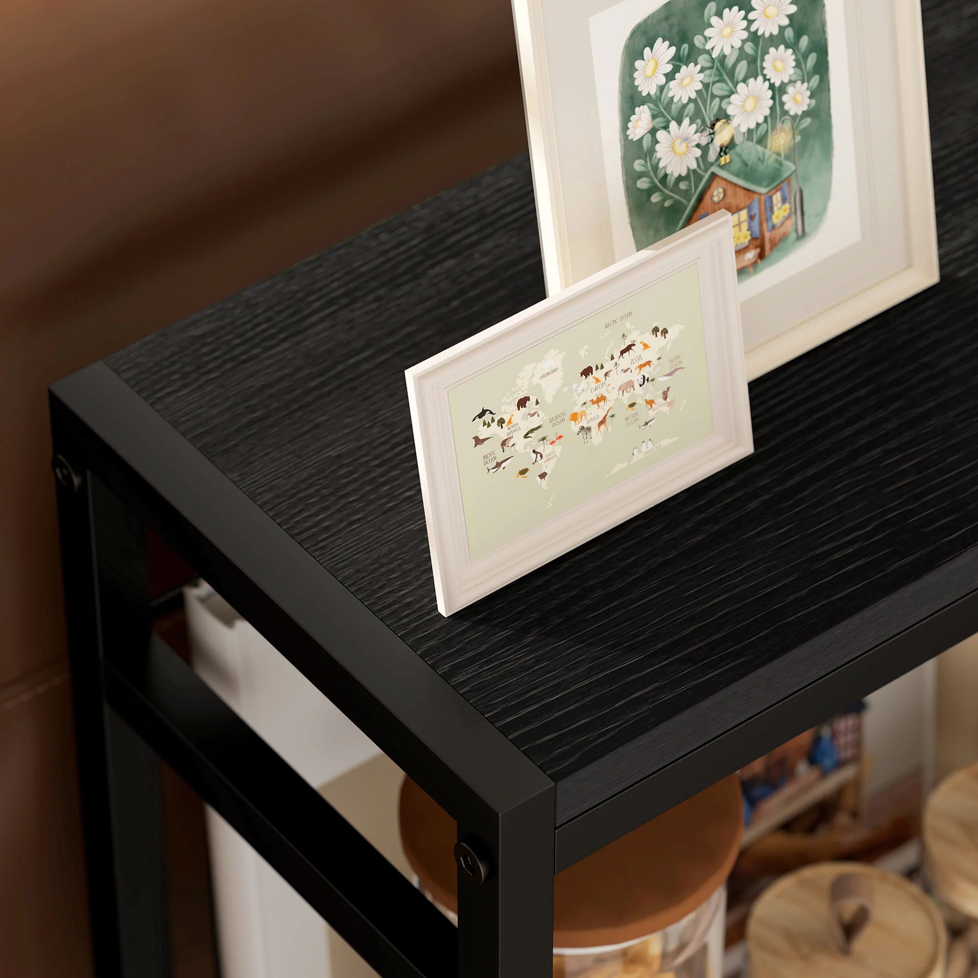 HOMCOM Side Table With Storage, Small Table For Living Room, Bedroom - Grey/Black - Image 16