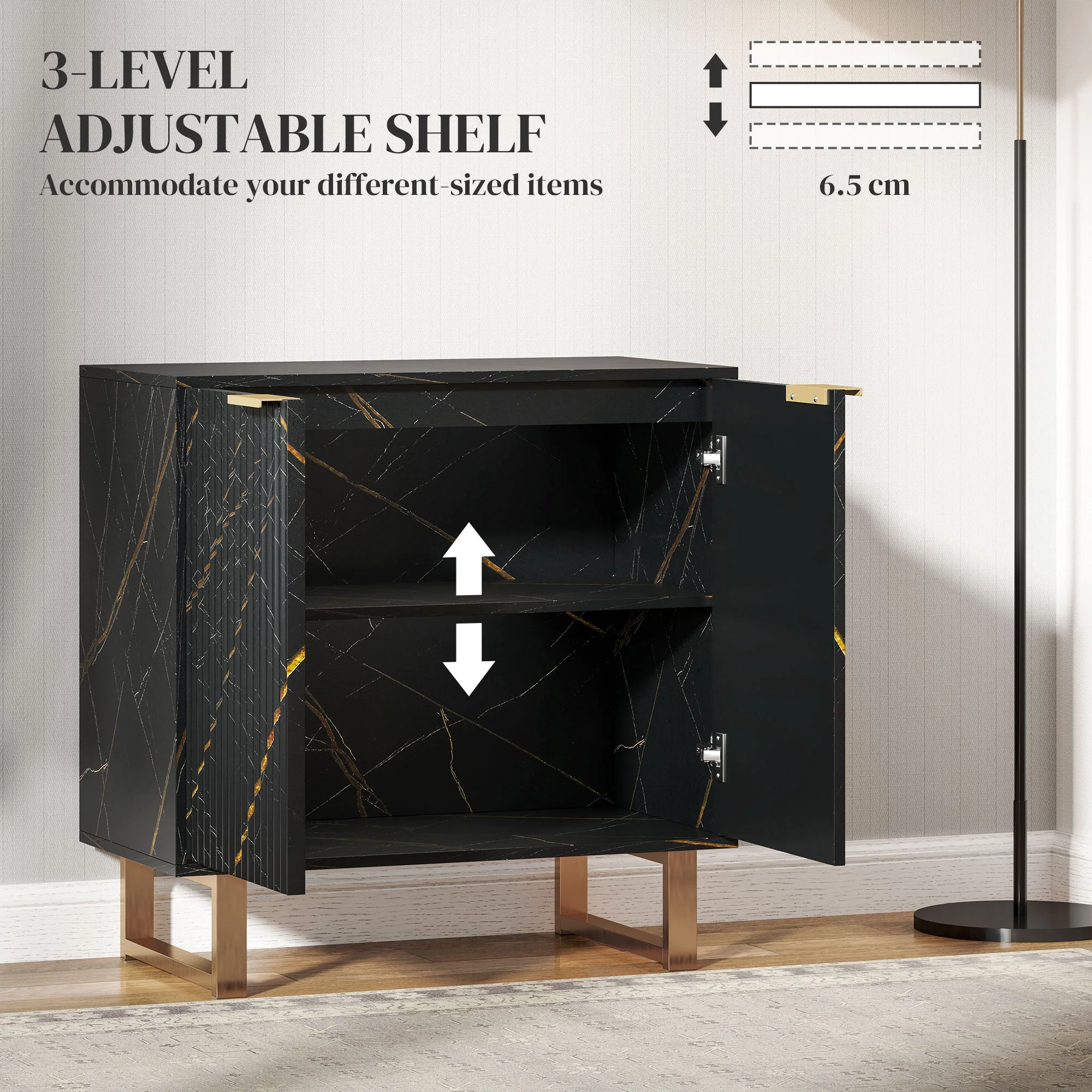 HOMCOM Sideboard, Buffet Cabinet with 2 Doors and Adjustable Shelves - Image 4