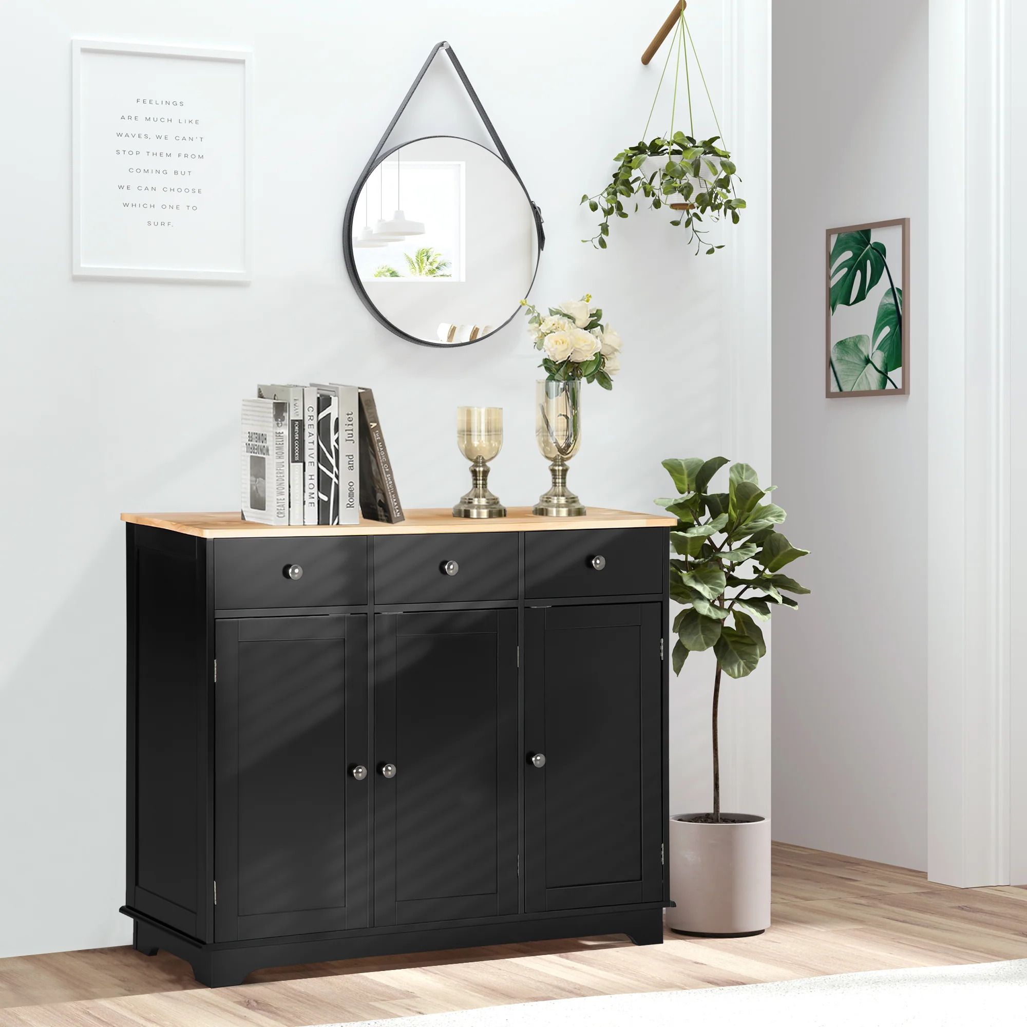 HOMCOM Sideboard Buffet Cabinet With Storage Cabinets And Drawers - Image 2