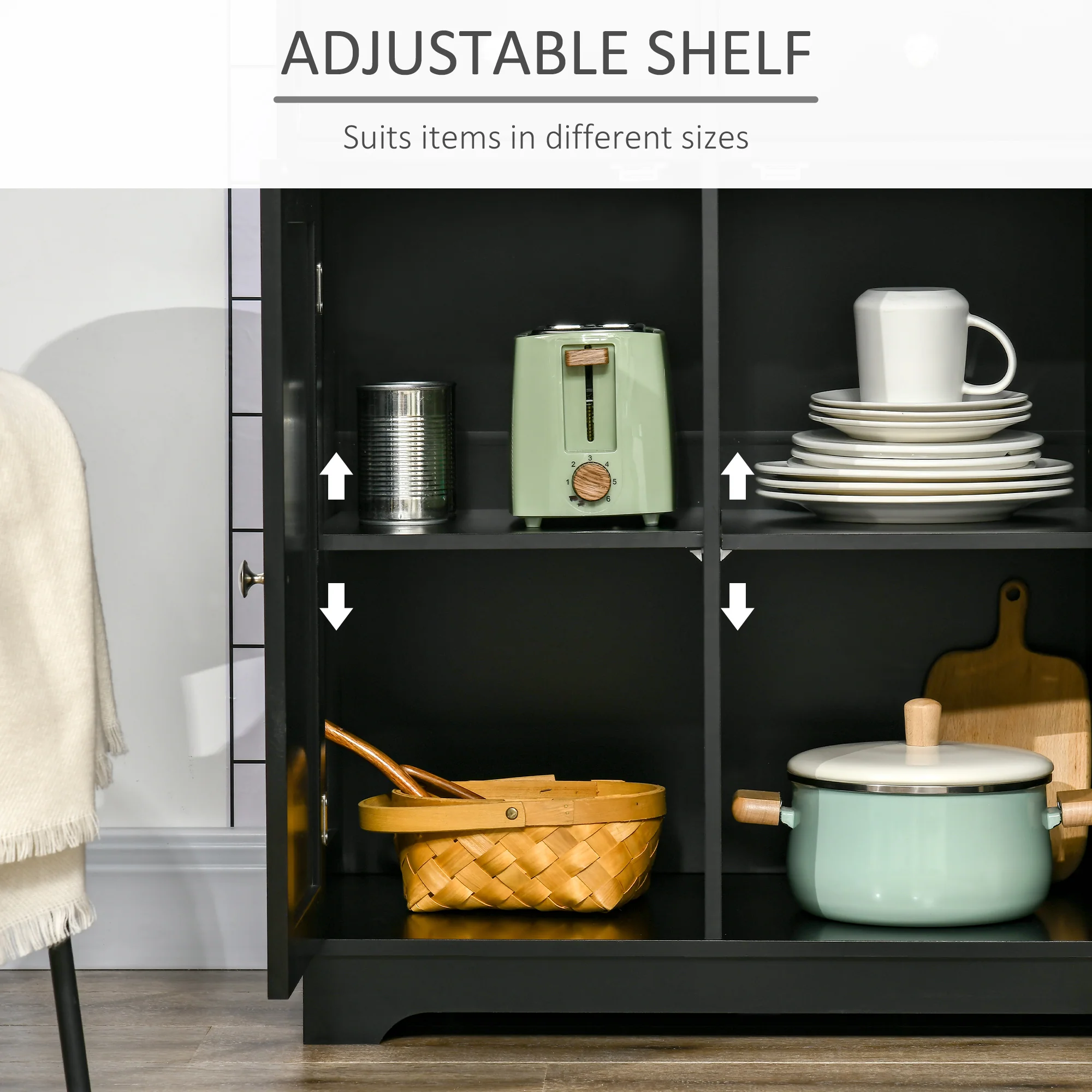 HOMCOM Sideboard Buffet Cabinet With Storage Cabinets And Drawers - Image 4
