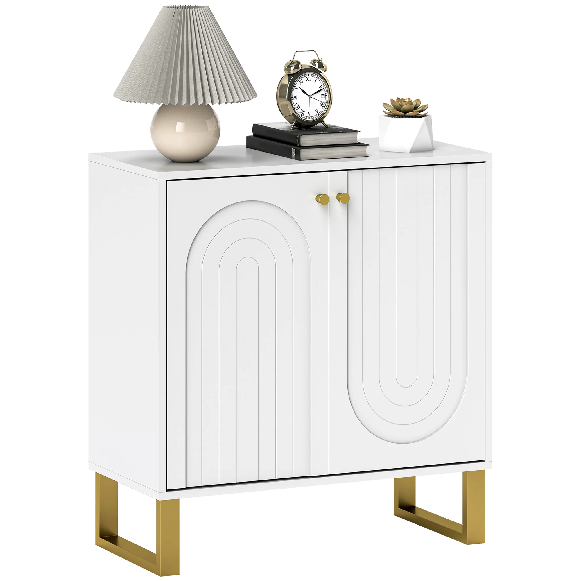 HOMCOM Sideboard With Adjustable Shelves & Doors For Living Room, White - Image 10