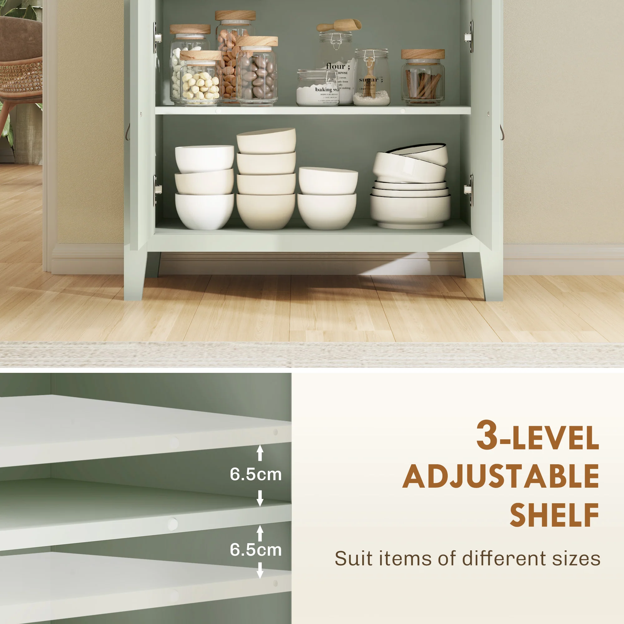 HOMCOM Sideboard With Drawer, Adjustable Shelf For Living Room - Image 4