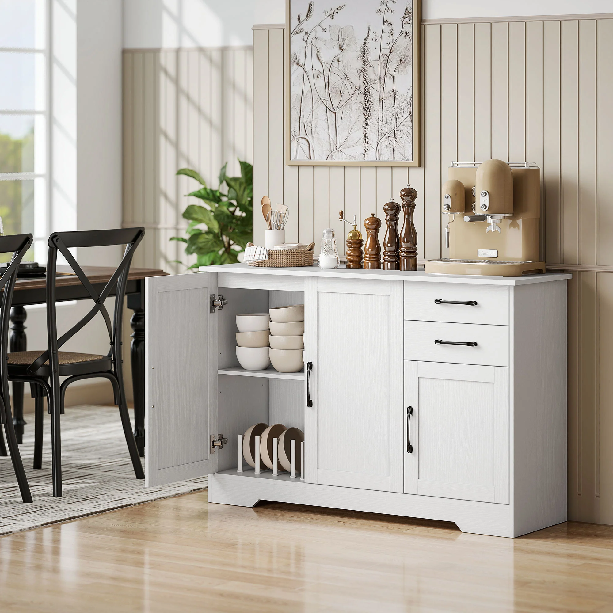 HOMCOM Sideboard with Soft-Close Doors, Modern Storage Cabinet White - Image 2