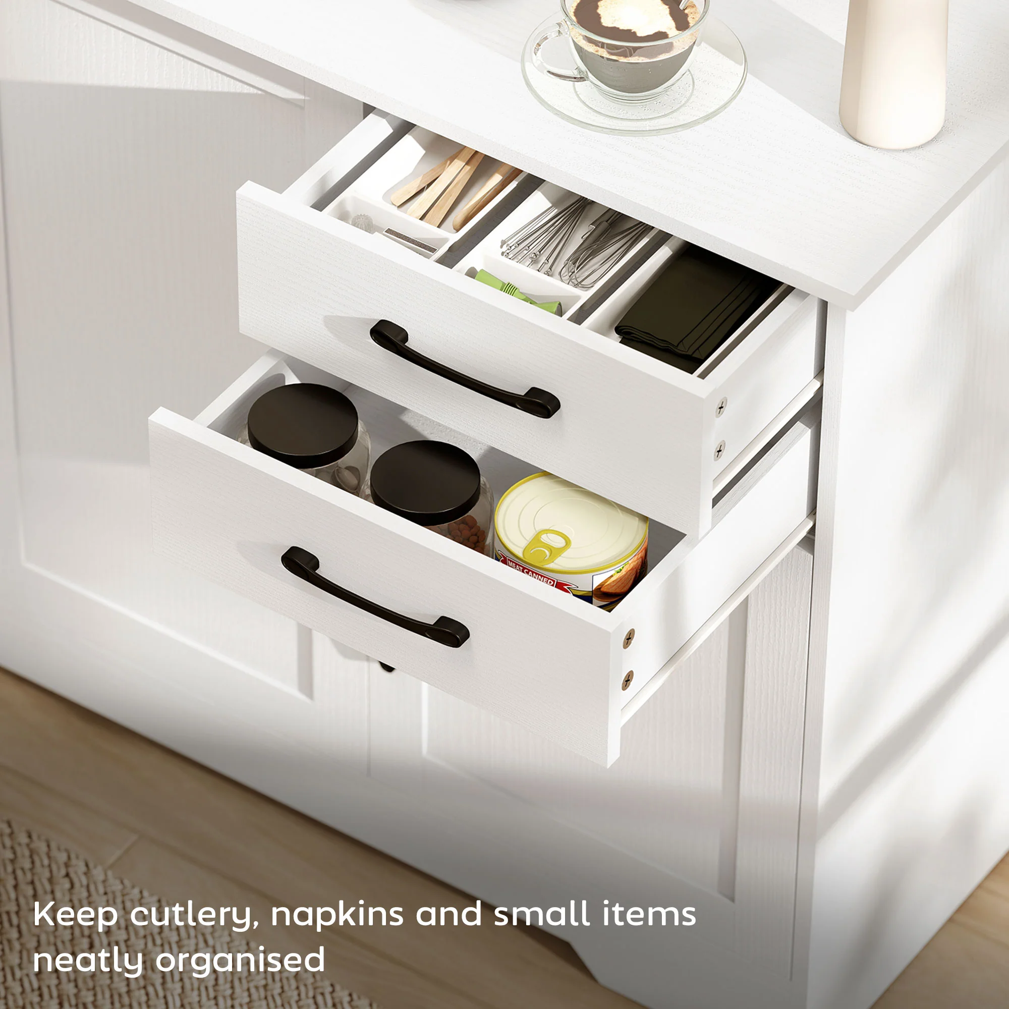 HOMCOM Sideboard with Soft-Close Doors, Modern Storage Cabinet White - Image 4