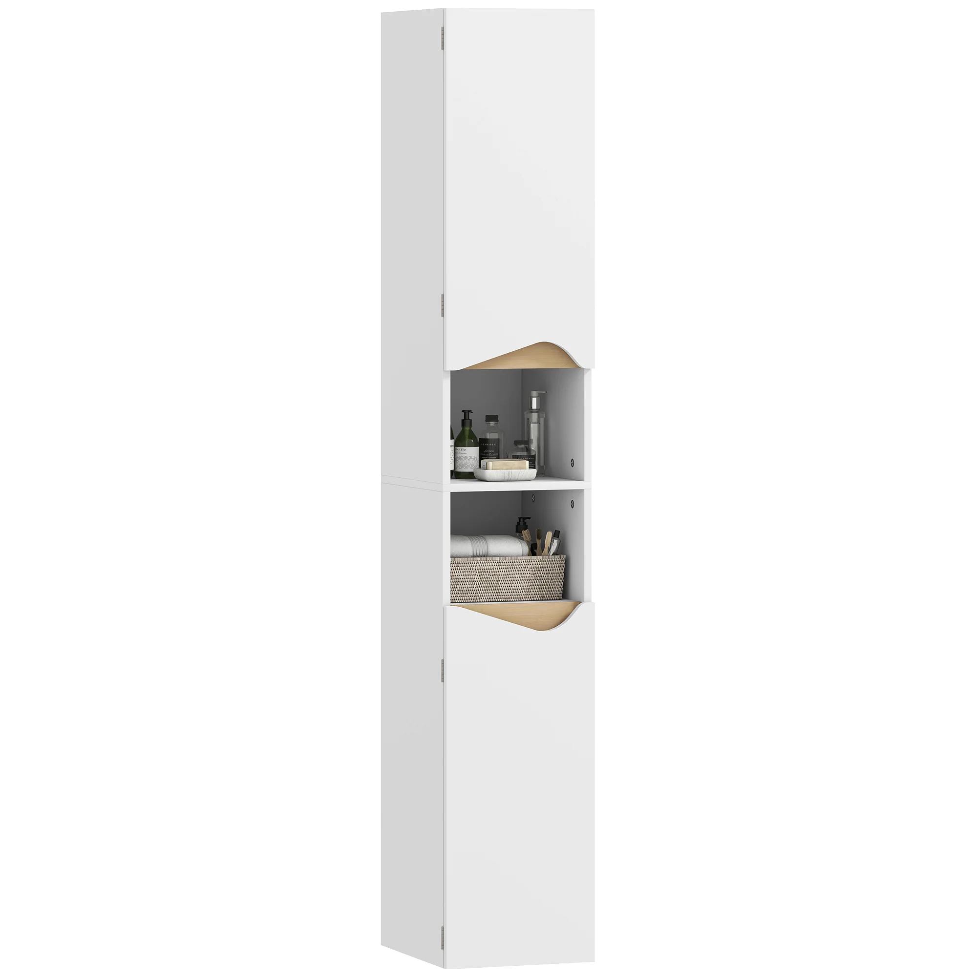HOMCOM Slim Bathroom Storage Cabinet, Tall Bathroom Cabinet With 2 Doors