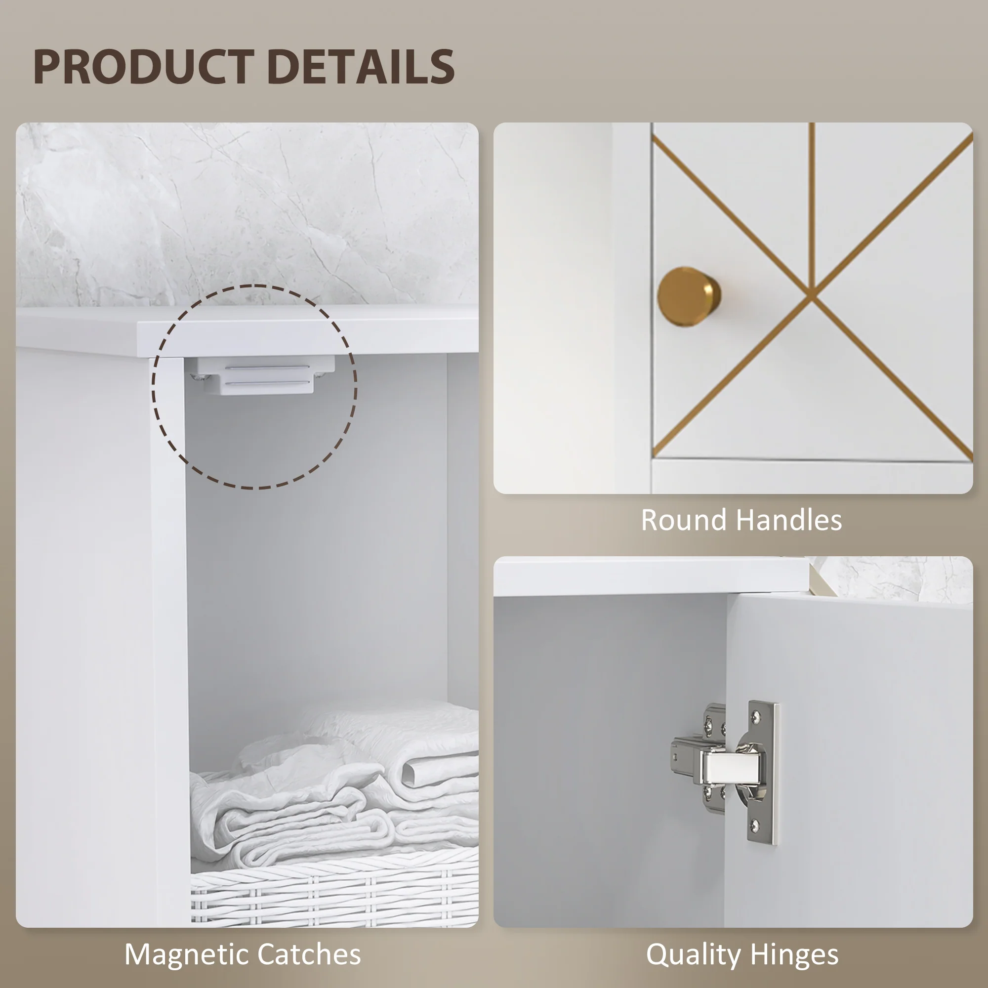 HOMCOM Slim Bathroom Storage Unit, Bathroom Cabinet with Doors, White - Image 8