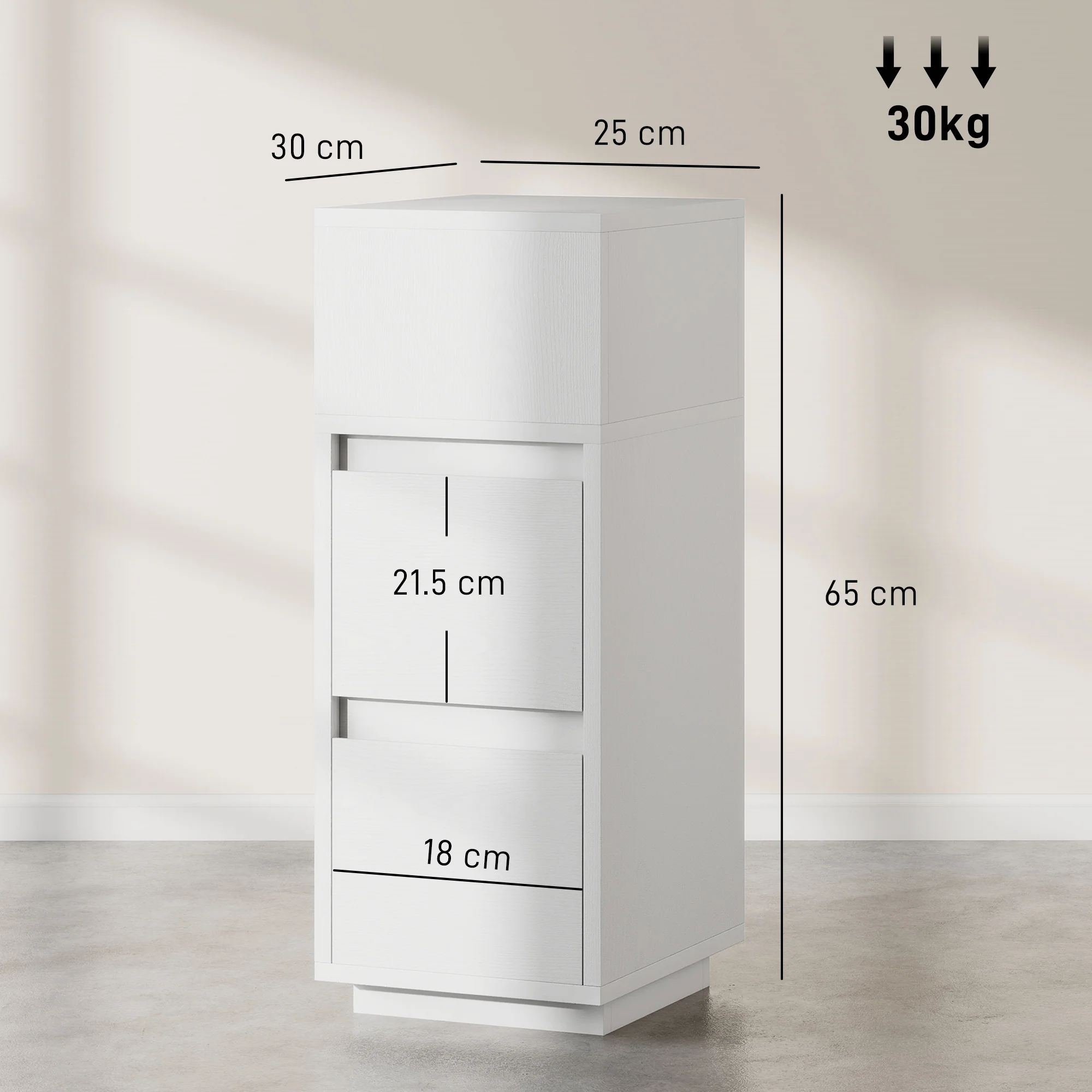 HOMCOM Slim Bedside Table, Bedside Cabinet with Open Shelf and 2 Drawers - Image 5