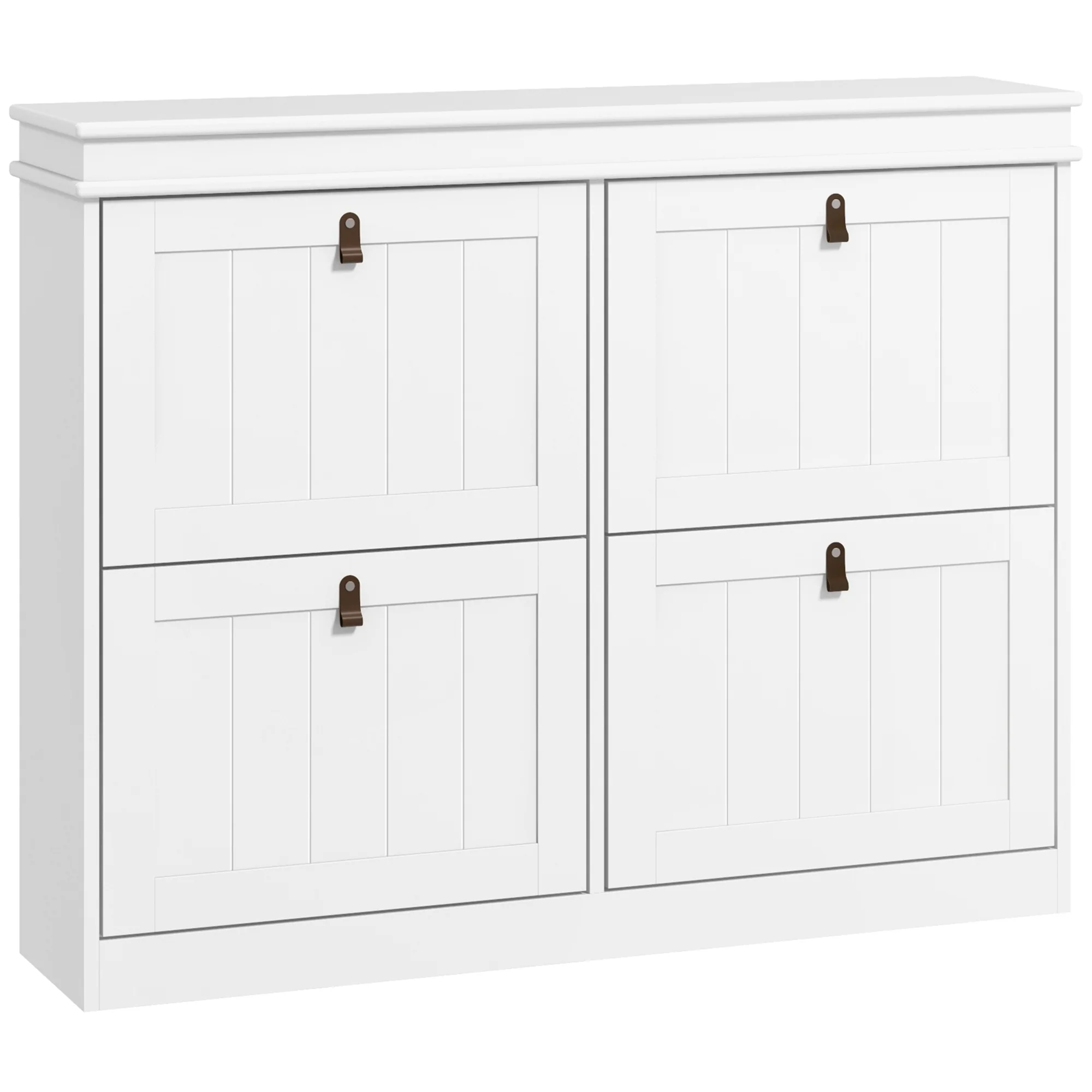 HOMCOM Slim Shoe Cabinet With Adjustable Shelves For Hallway, White