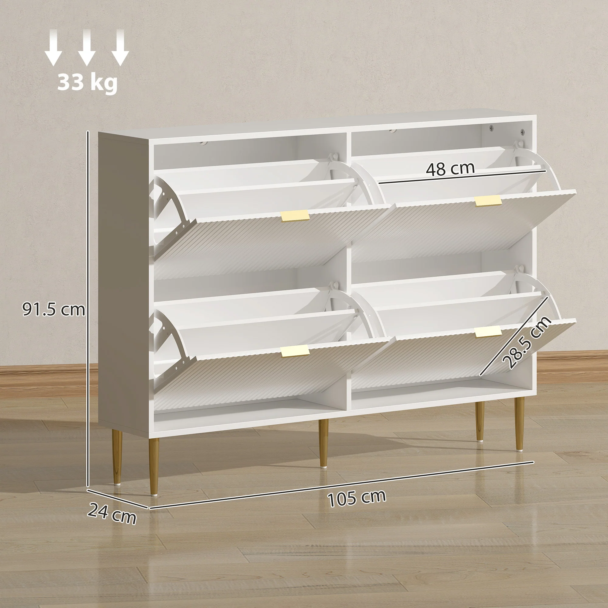 HOMCOM Slim Shoe Storage Cabinet With 4 Flip Drawers For Hallway - Image 14