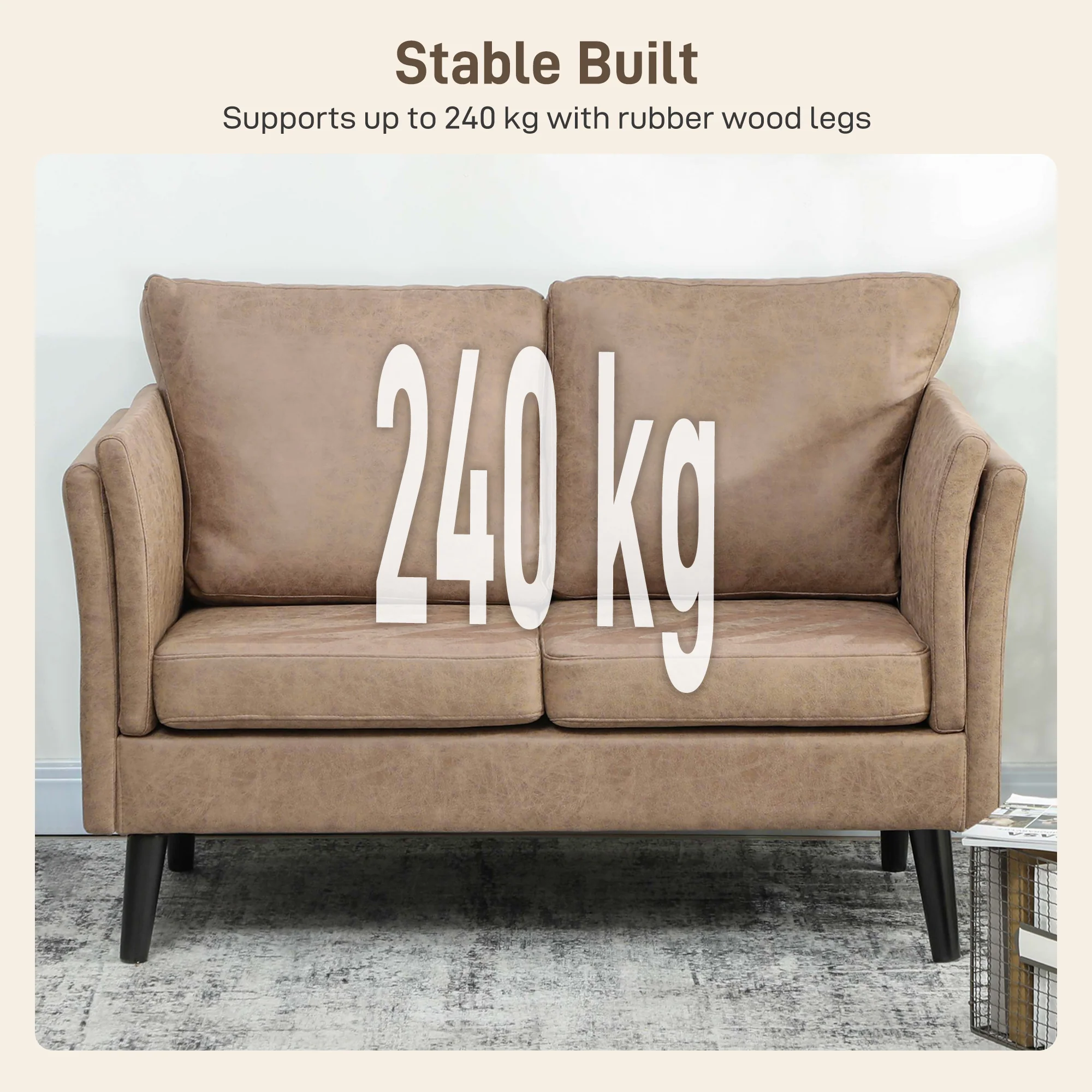 HOMCOM Small Sofa, Loveseat Sofa For Bedroom, Home Office - Image 17