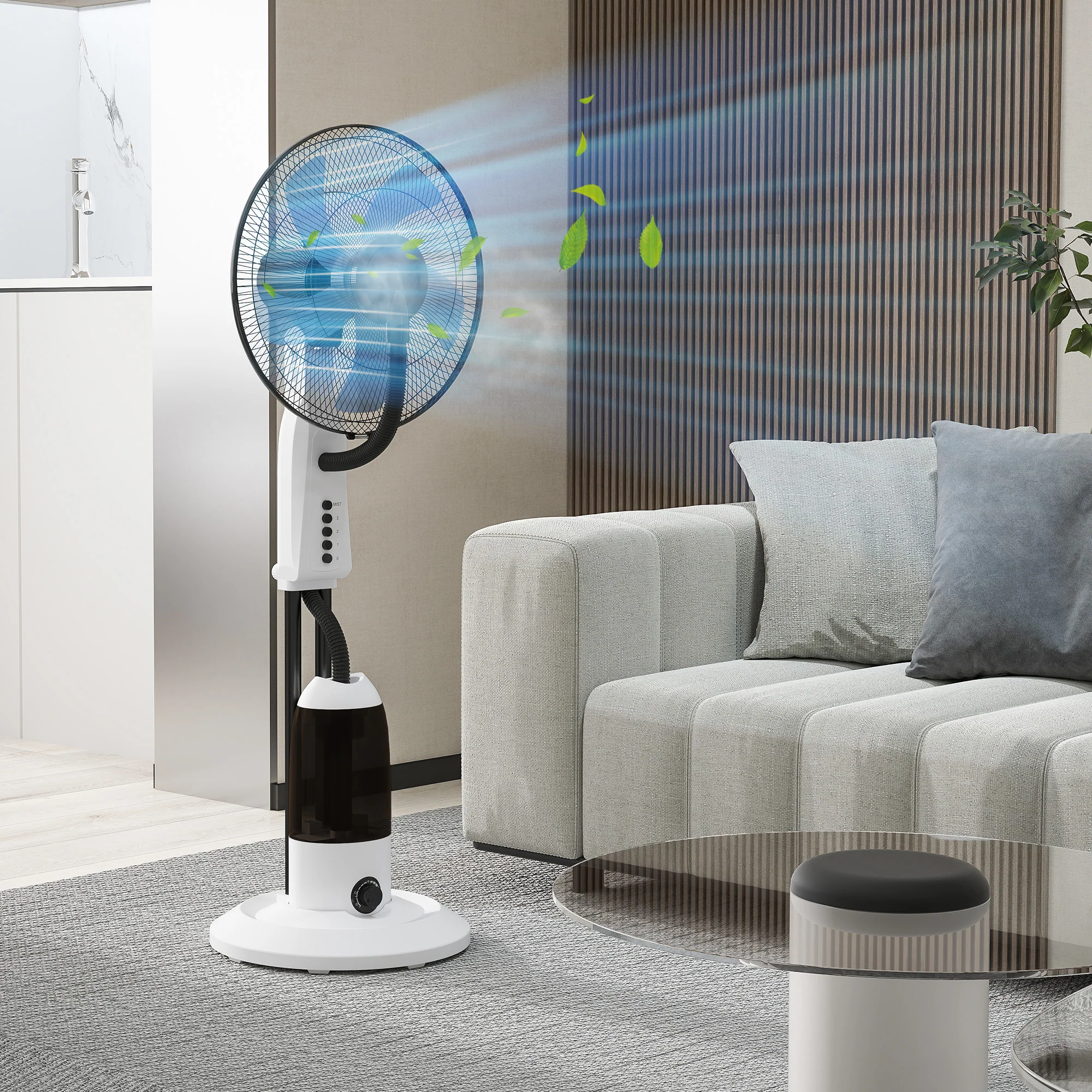 HOMCOM Spray Misting Fan, Floor Fan With Water Mist Spray And 3 Speeds - Image 8
