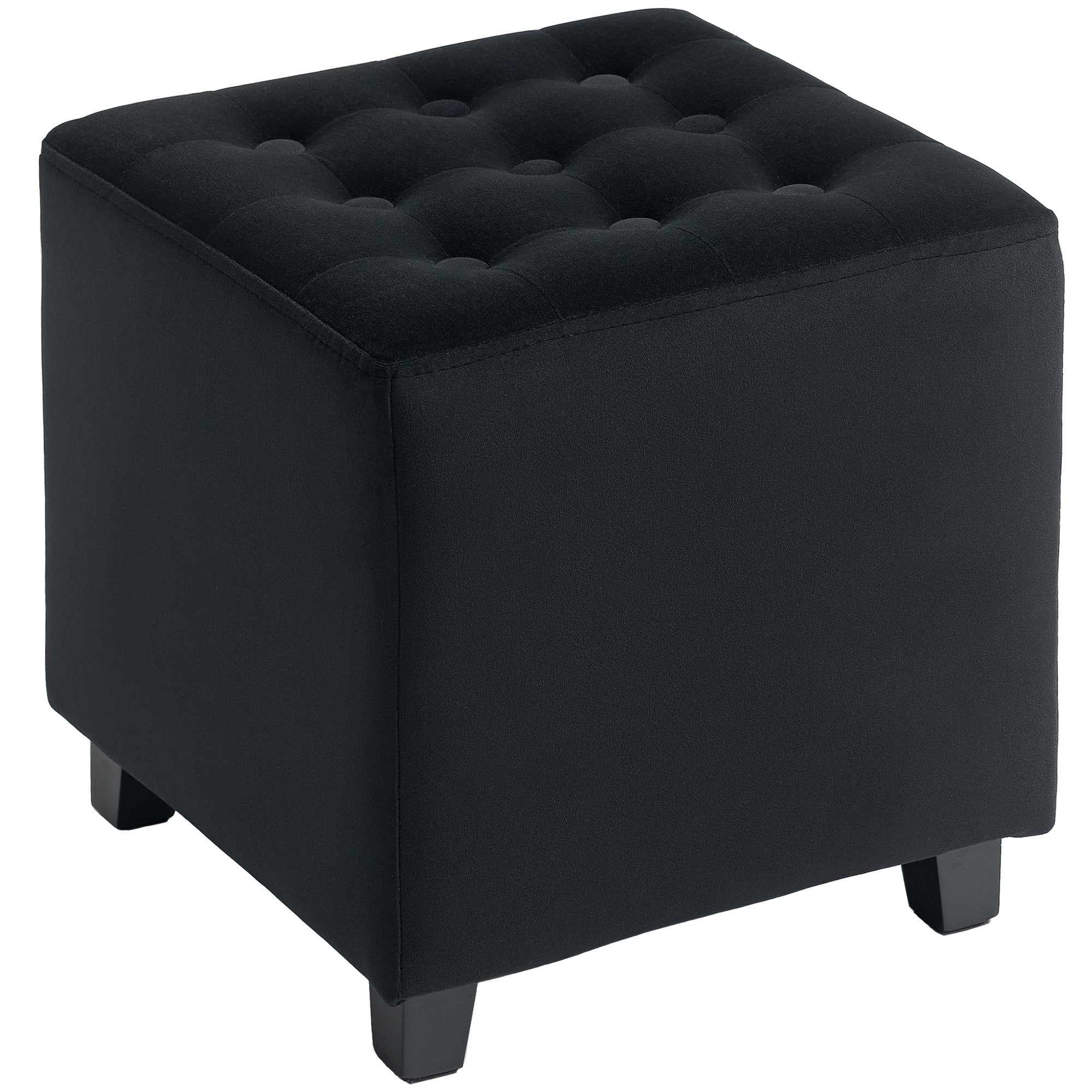 HOMCOM Square Footstool Small Ottoman With Wood Legs For Bedroom - Image 10