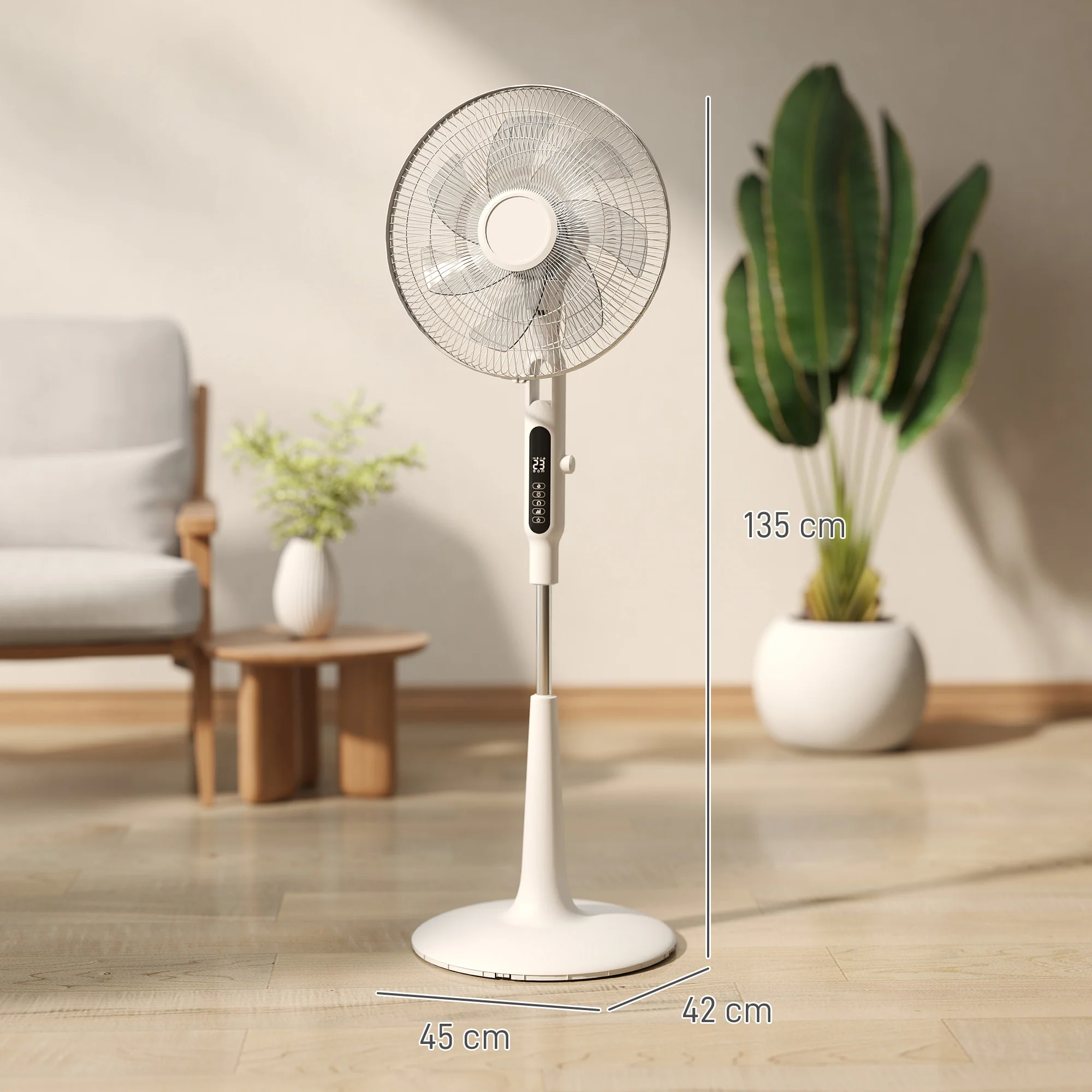 HOMCOM Standing Fan With 75 Degree Oscillation Mosquito Repellent Function - Image 3
