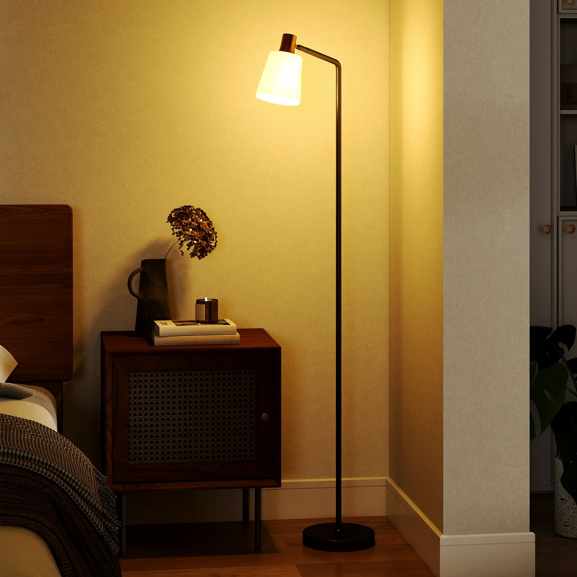 HOMCOM Standing Lamp With Rotatable Head, Modern Floor Lamp, Black - Image 2