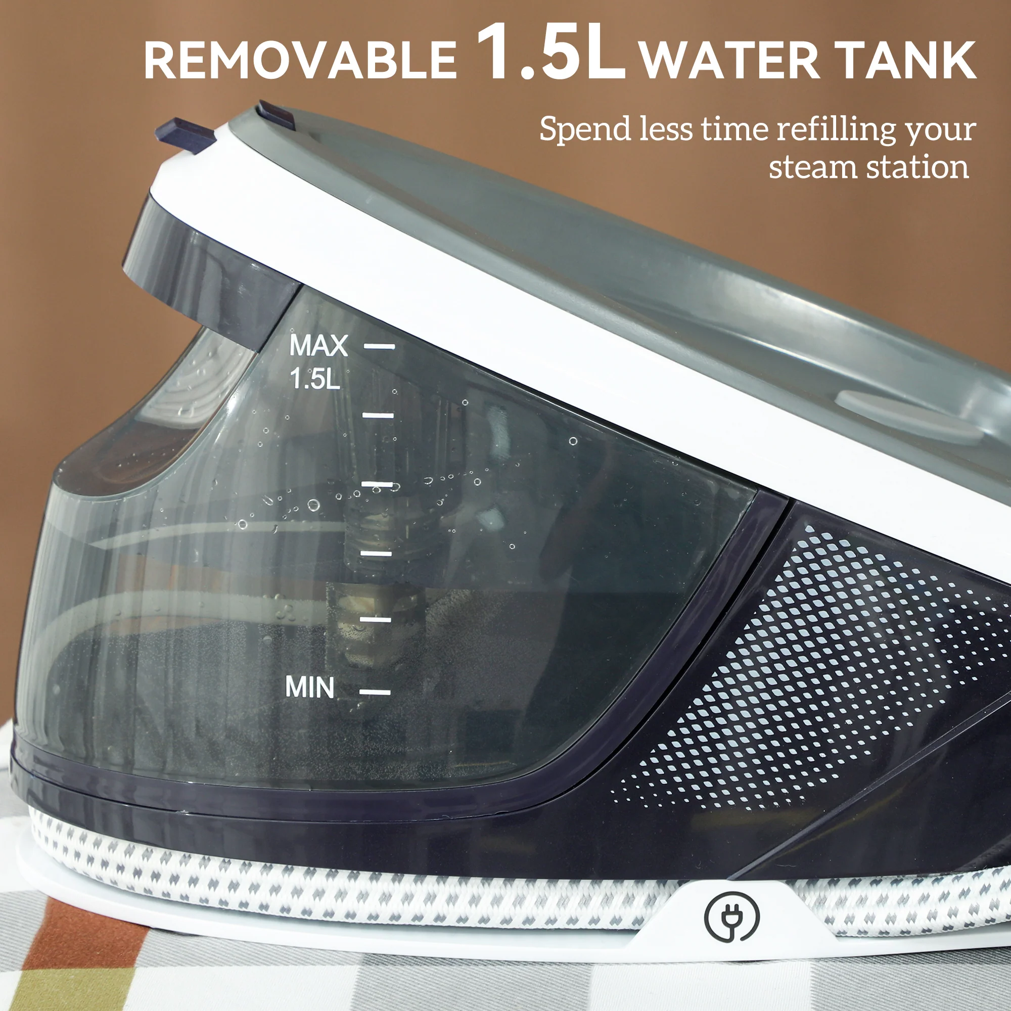HOMCOM Steam Generator Iron, Large Water Tank, Smart ECO Mode, Self-Cleaning - Image 4