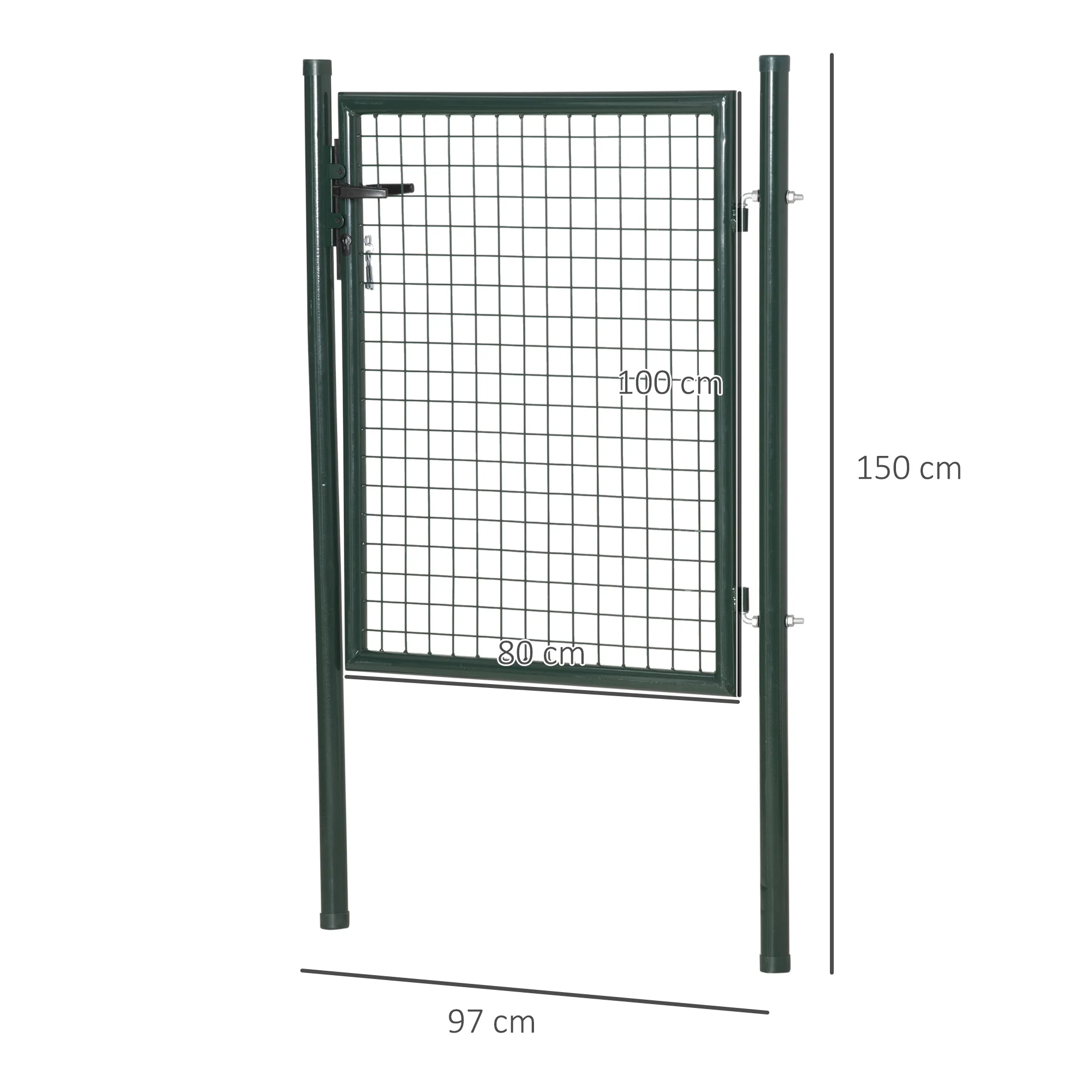 HOMCOM Steel Garden Gate Security Barrier Mesh Fence W/ Lock, 97cm X 150 Cm - Image 3