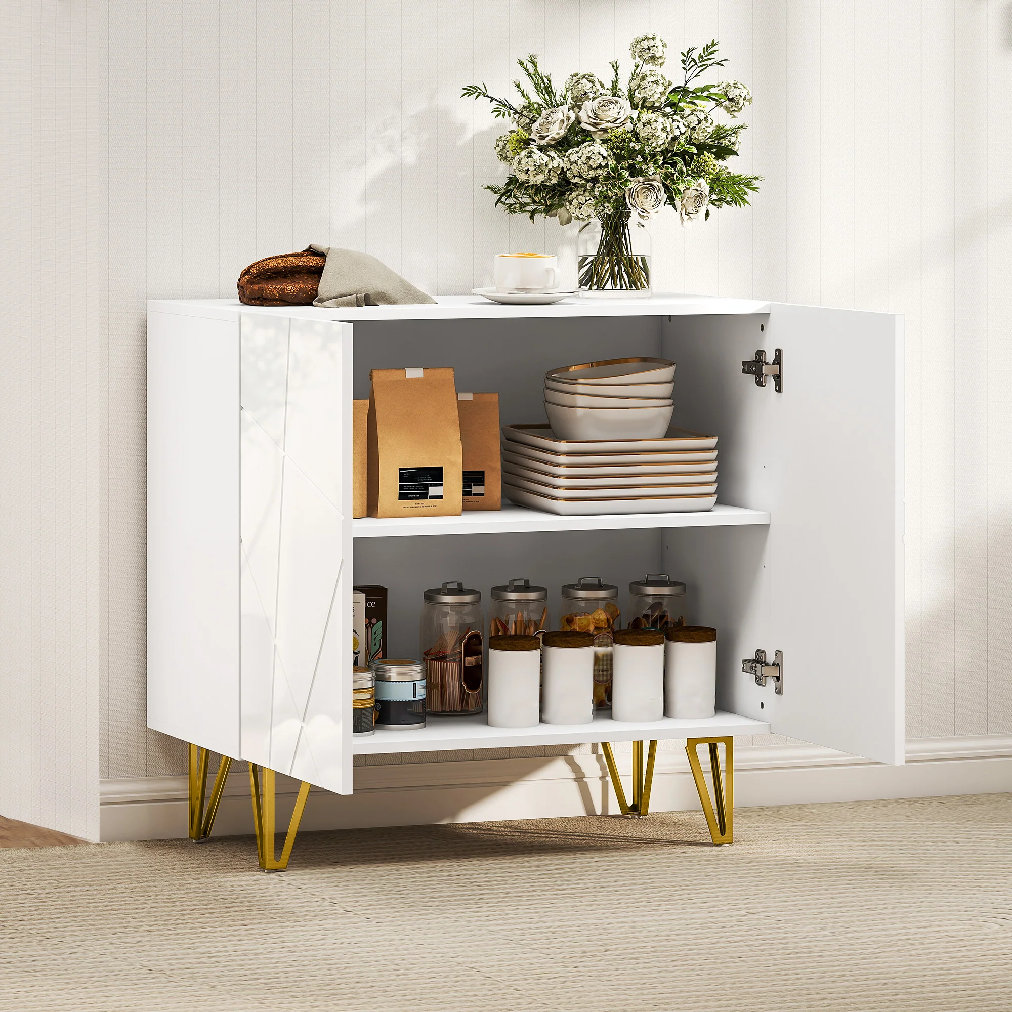 HOMCOM Storage Cabinet, Sideboard With Adjustable Shelf - Image 17