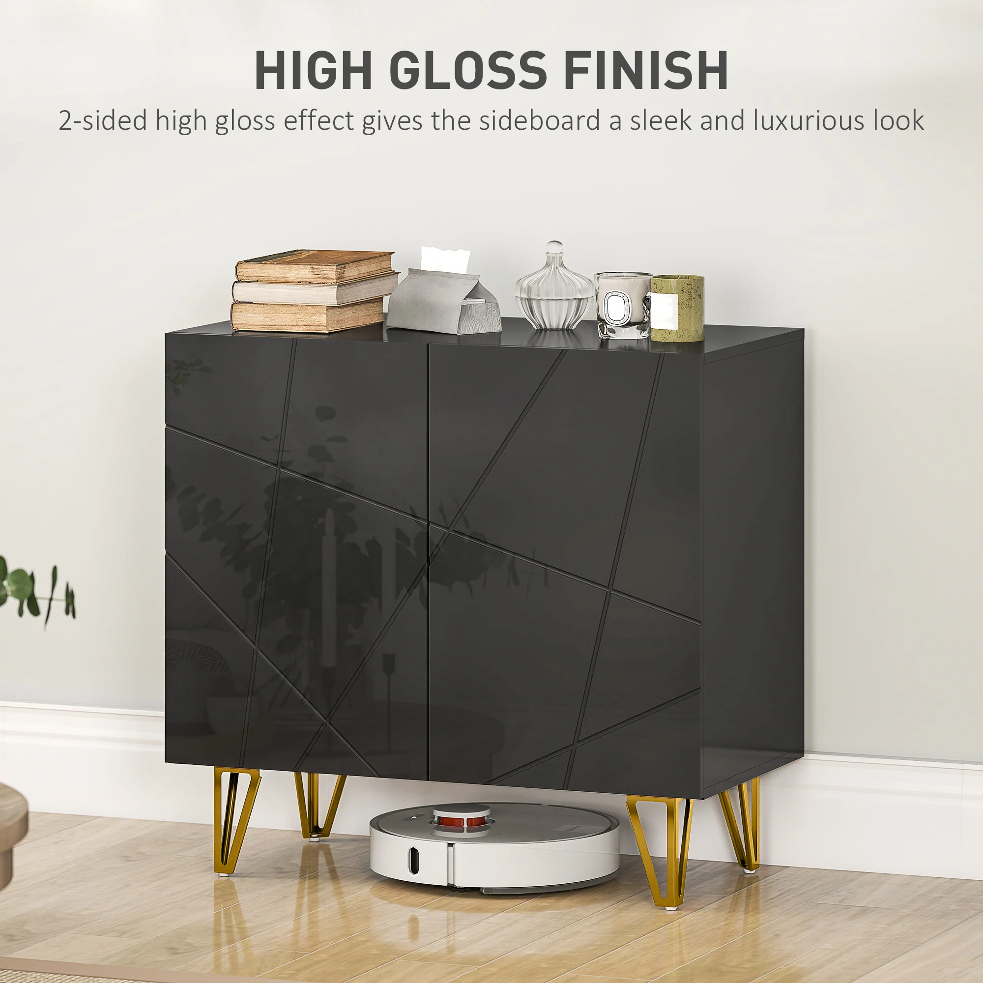 HOMCOM Storage Cabinet, Sideboard With Adjustable Shelf - Image 3