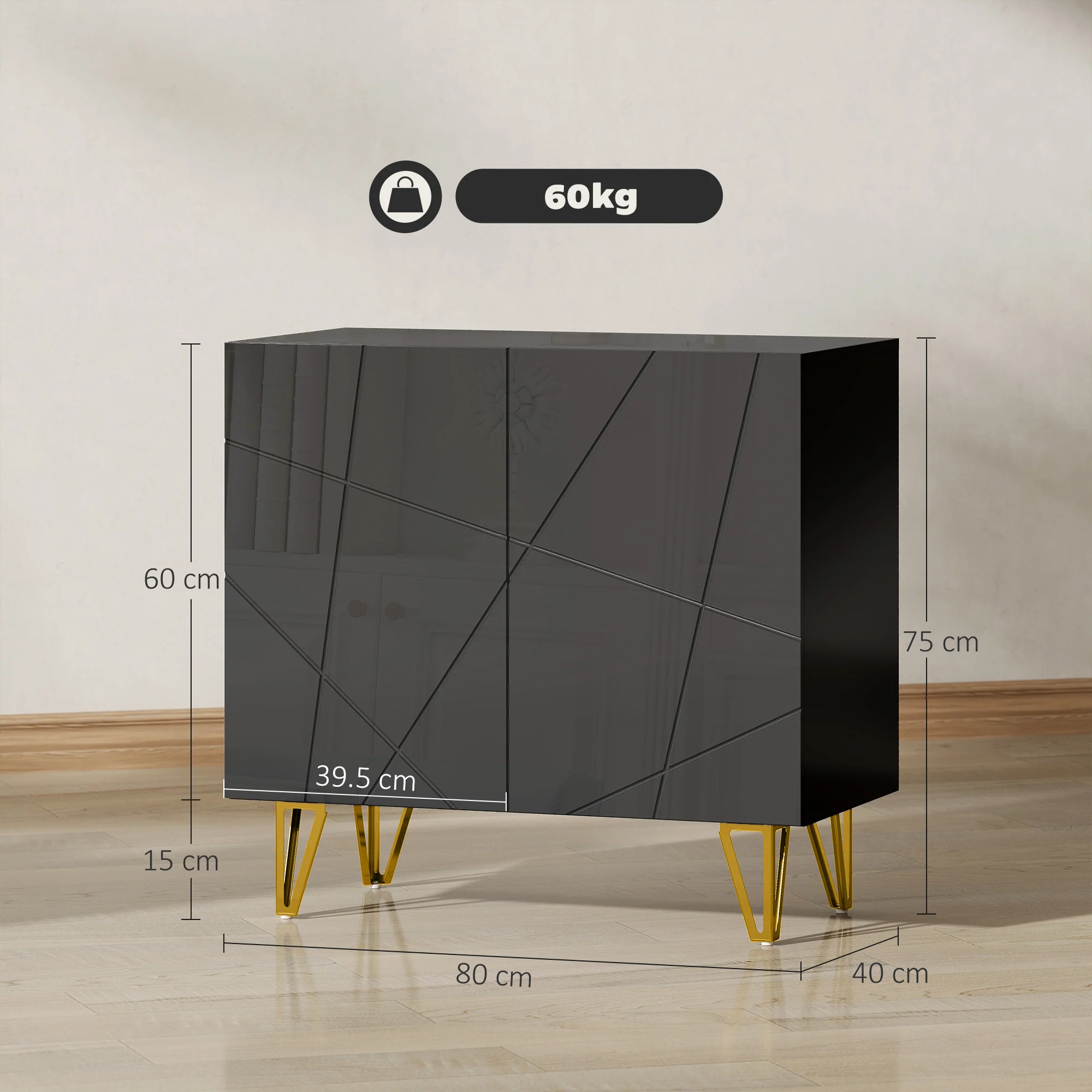 HOMCOM Storage Cabinet, Sideboard With Adjustable Shelf - Image 5