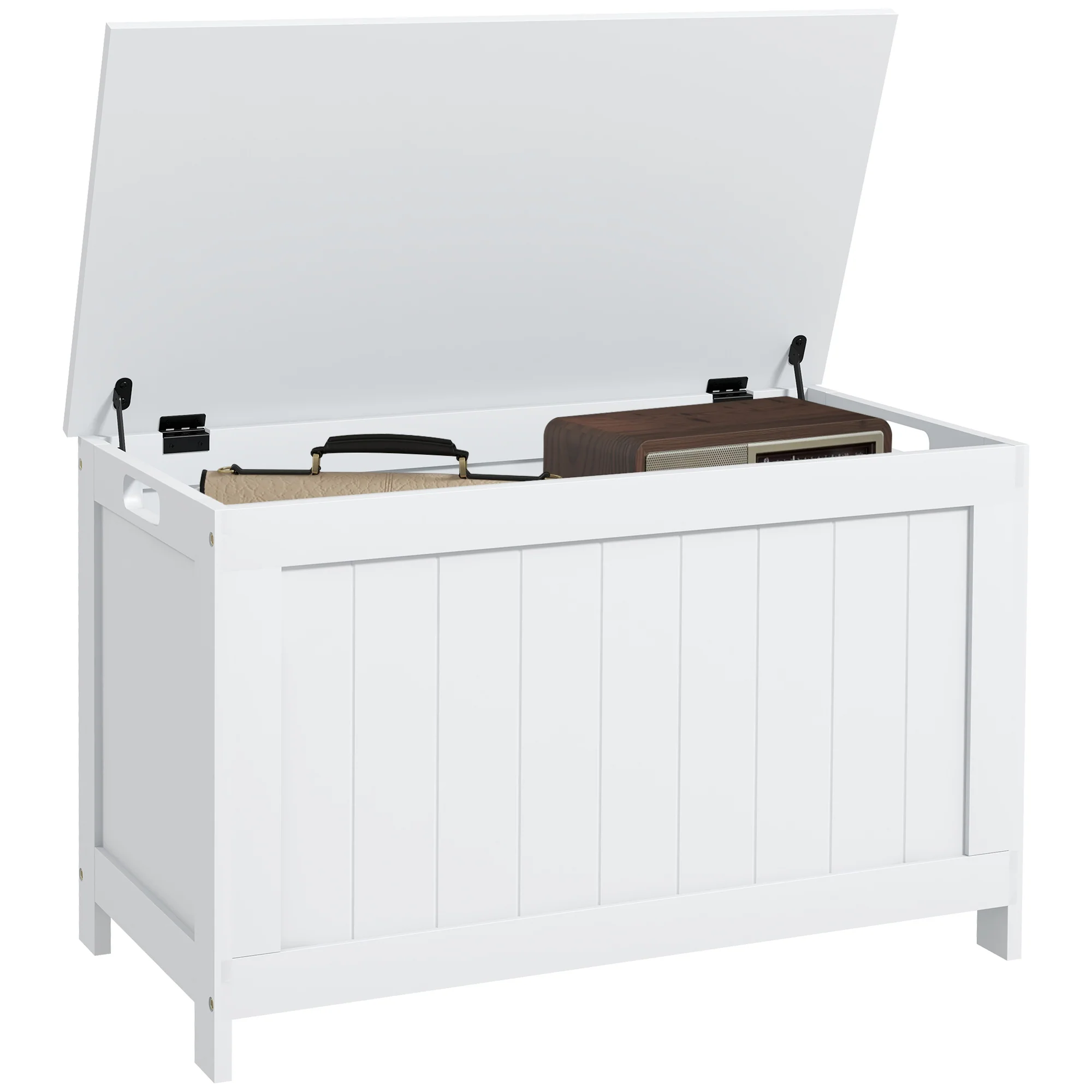 HOMCOM Storage Chest with 2 Safety Hinges, Storage Bench for Living Room - Image 10