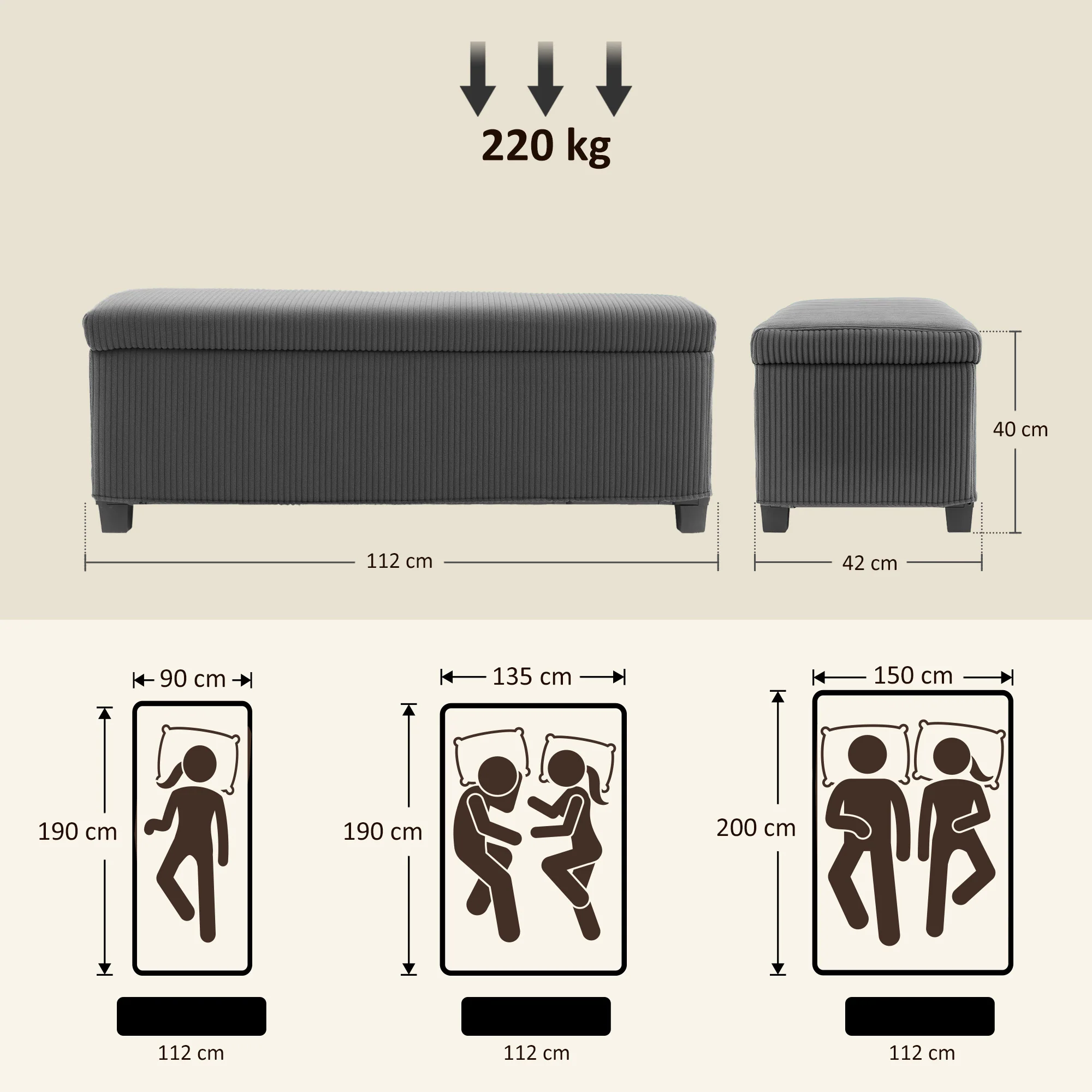 HOMCOM Storage Ottoman with Lid, 112cm Bench Chest Box - Image 14