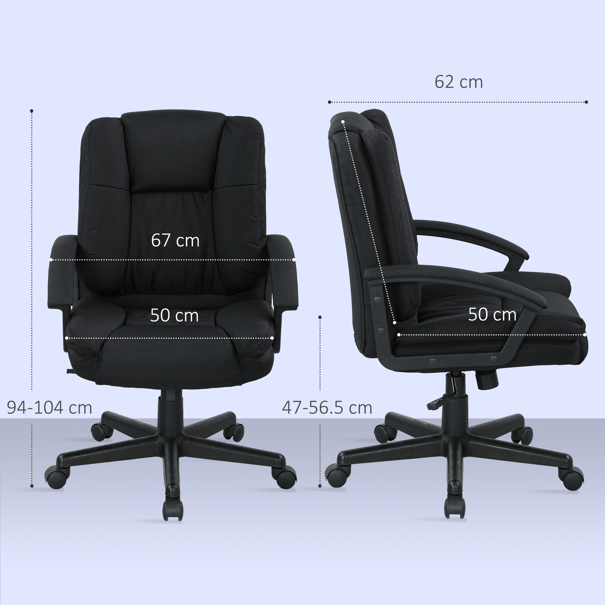 HOMCOM Swivel Executive Office Chair Mid Back Chair W/ Arm, Black - Image 5