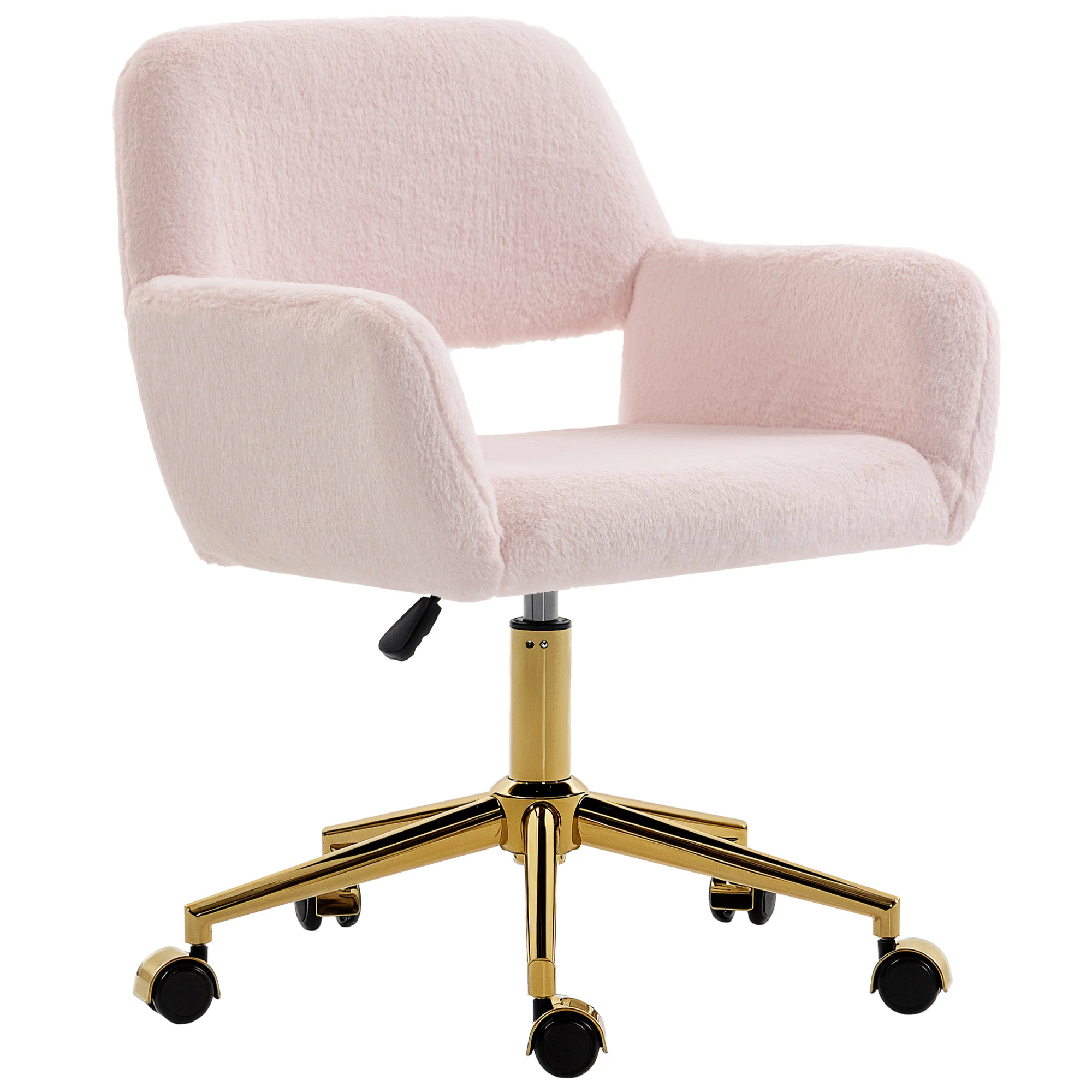 HOMCOM Swivel Office Chair, Vanity Desk Chair With Adjustable Height, Wheels