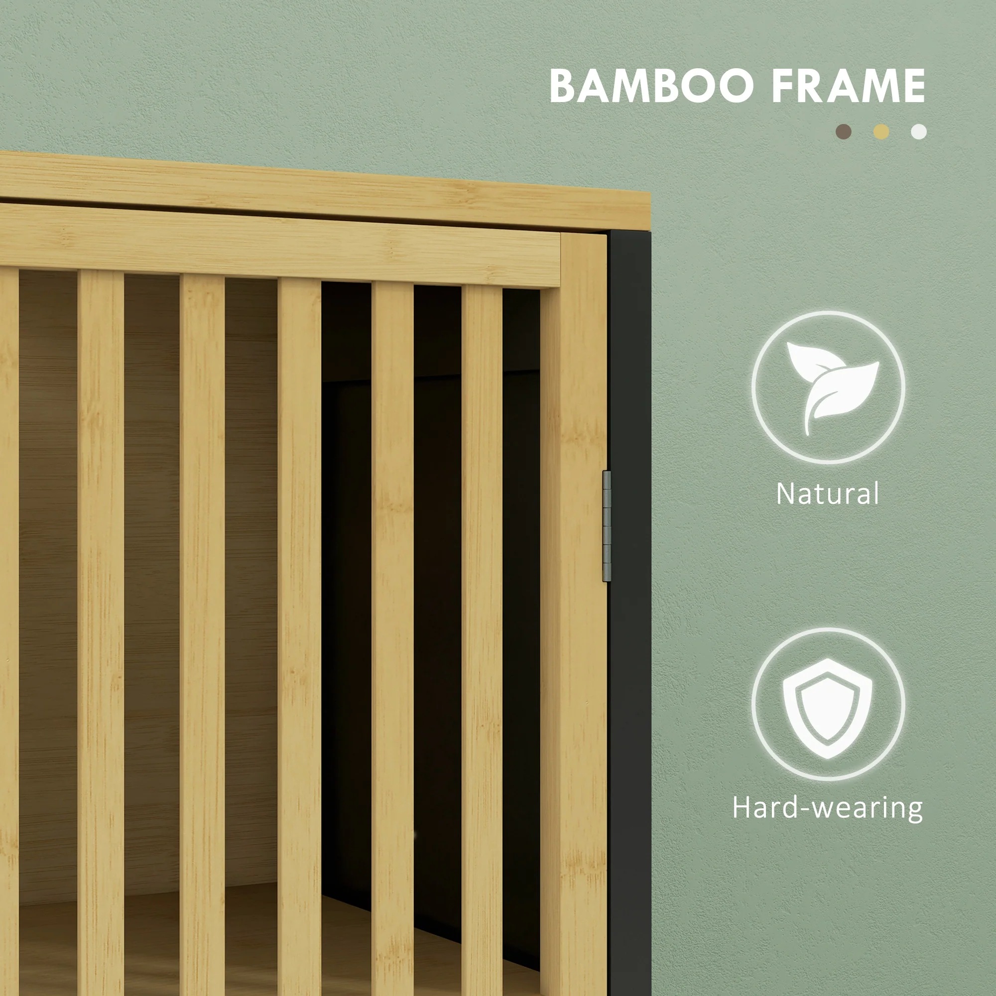 HOMCOM Tall Bathroom Cabinet Bamboo Bathroom Cupboard With Adjustable Shelves - Image 4
